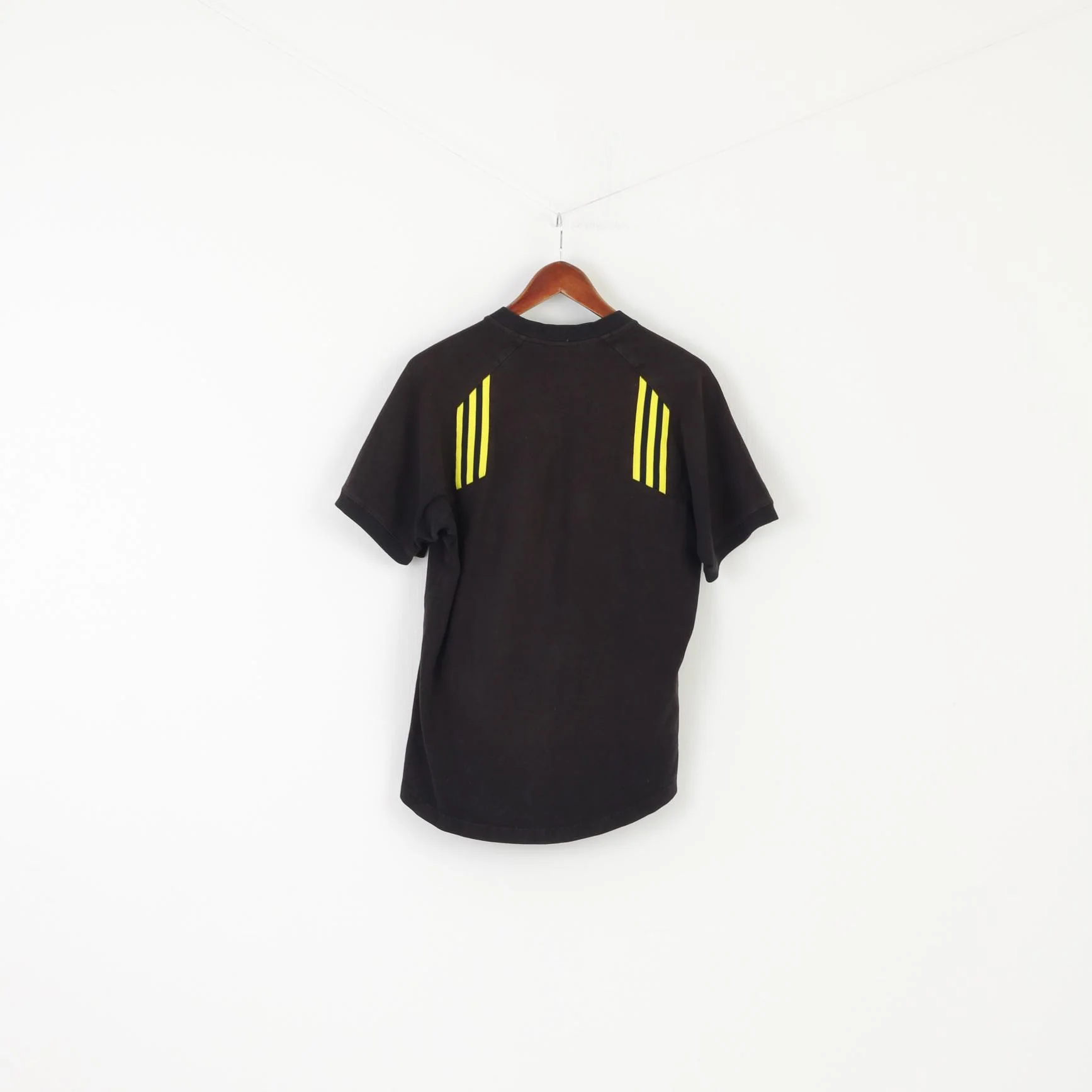 Adidas Men L Shirt Black Cotton Vintage 90s Sportswear V Neck Active Top - Image 6