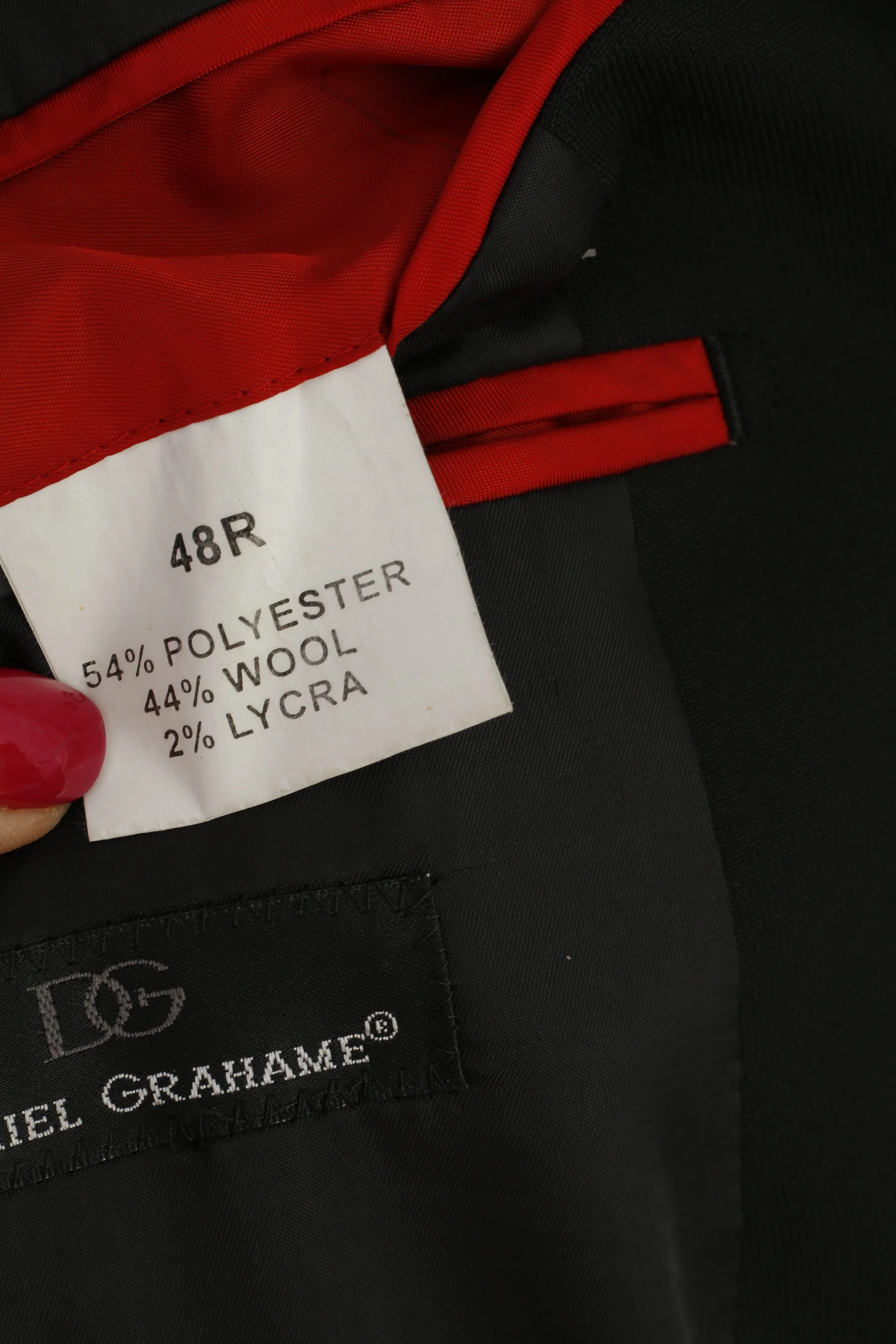Daniel Grahame Men 48 Blazer Black Shiny Wool Lycra Single Breasted Jacket - Image 5