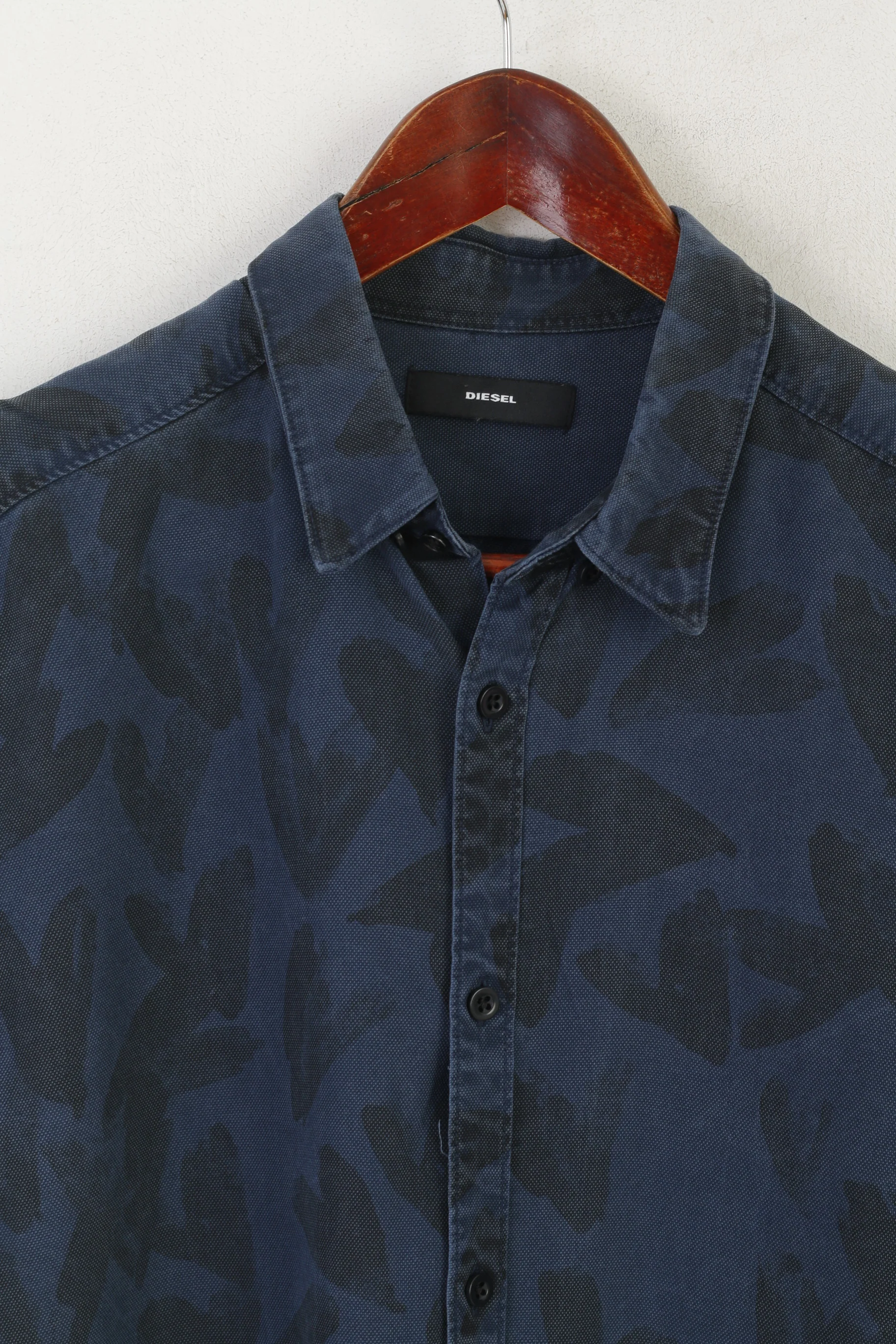 Diesel Men L (M) Casual Shirt Navy Printed Lyocell Vintage Long Sleeve Top - Image 3