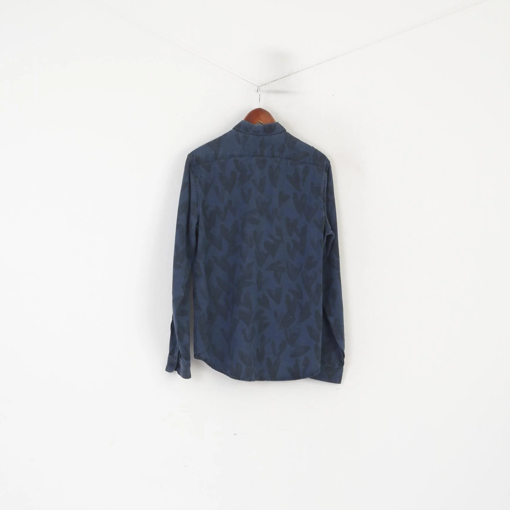 Diesel Men L (M) Casual Shirt Navy Printed Lyocell Vintage Long Sleeve Top - Image 9
