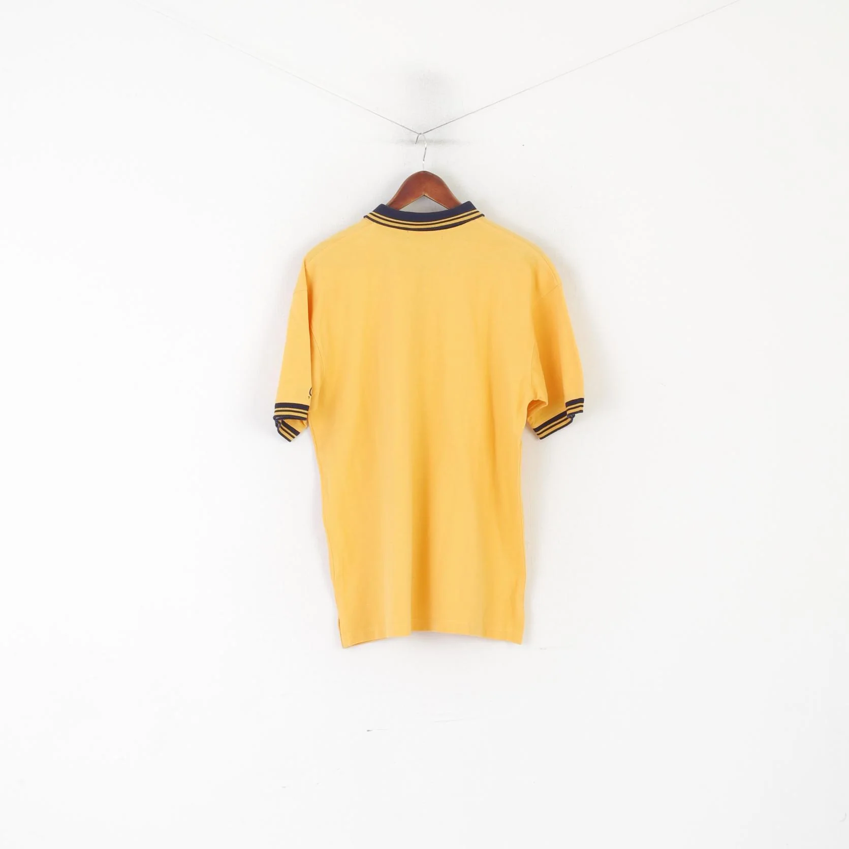 Cotton Traders Men M Polo Shirt Yellow Cotton Vintage Zip Neck Classic Sport Top - Image 5