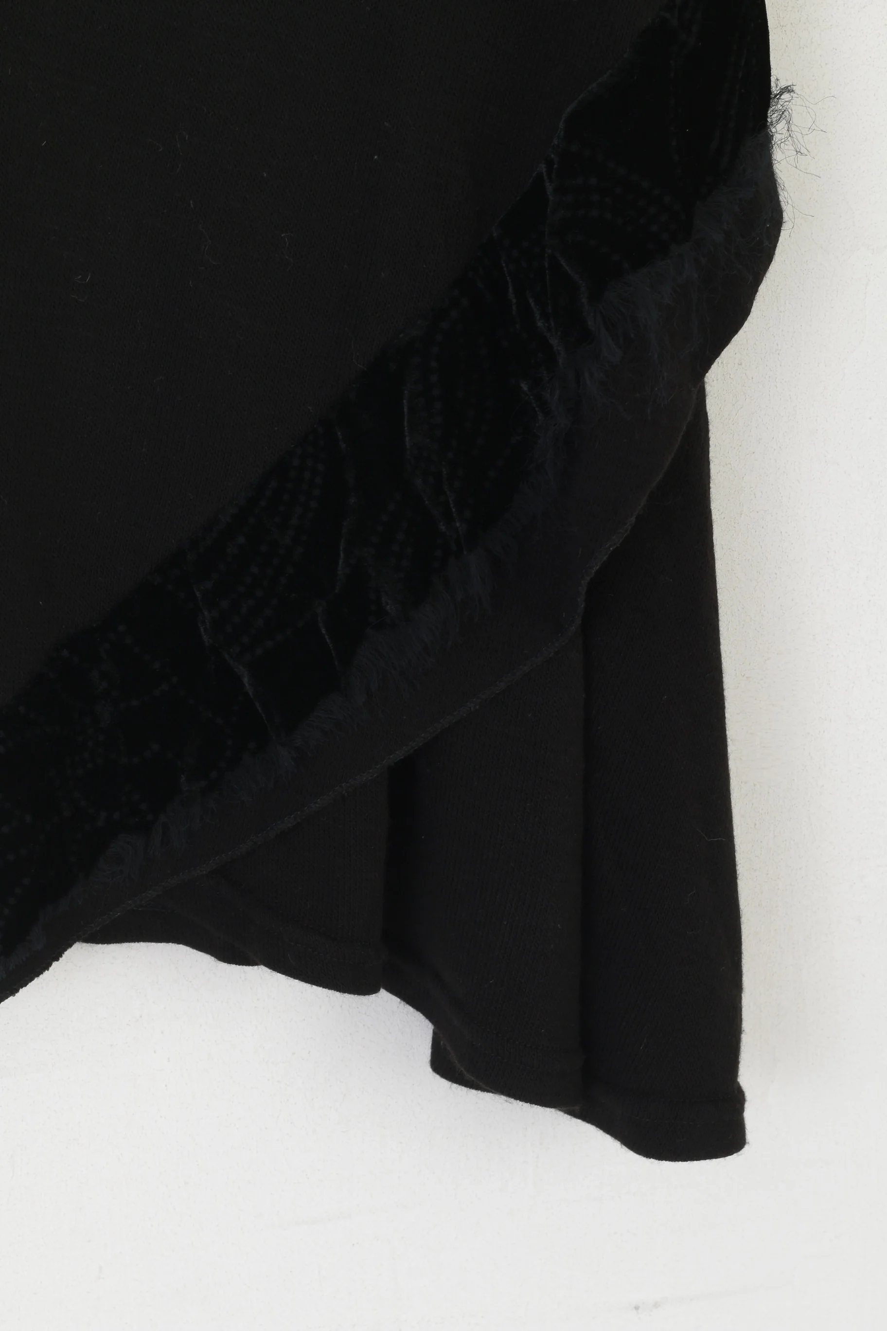 Made in Italy Women S Poncho Black Cotton Funnel Neck Soft Cape Sweater - Image 3