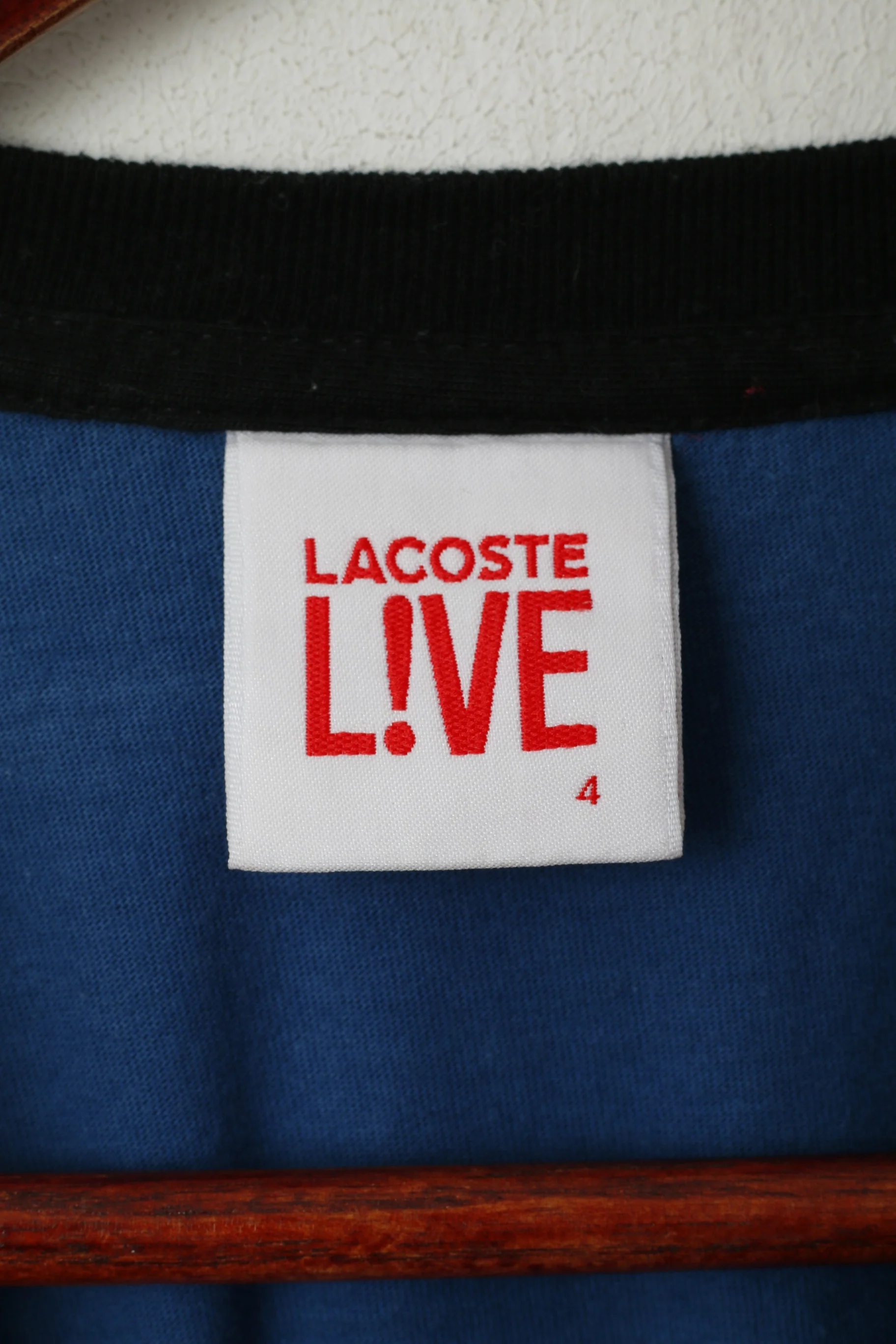 Lacoste Live Men 4 S Shirt Blue Cotton Pocket Crew Neck Classic Top - Image 3