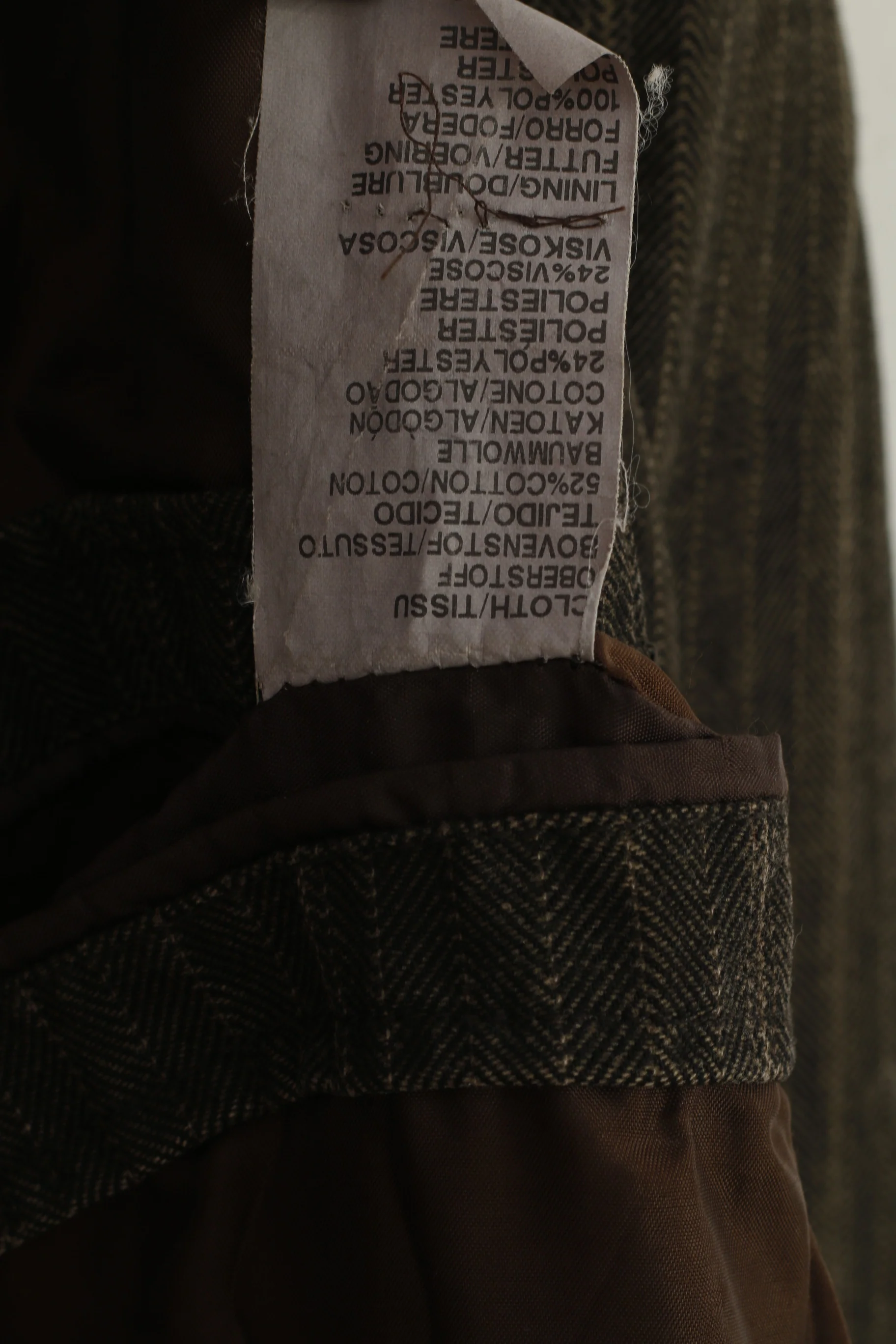 Stones Men XL Blazer Brown Cotton Denim Striped Vintage Single Breasted Jacket - Image 5
