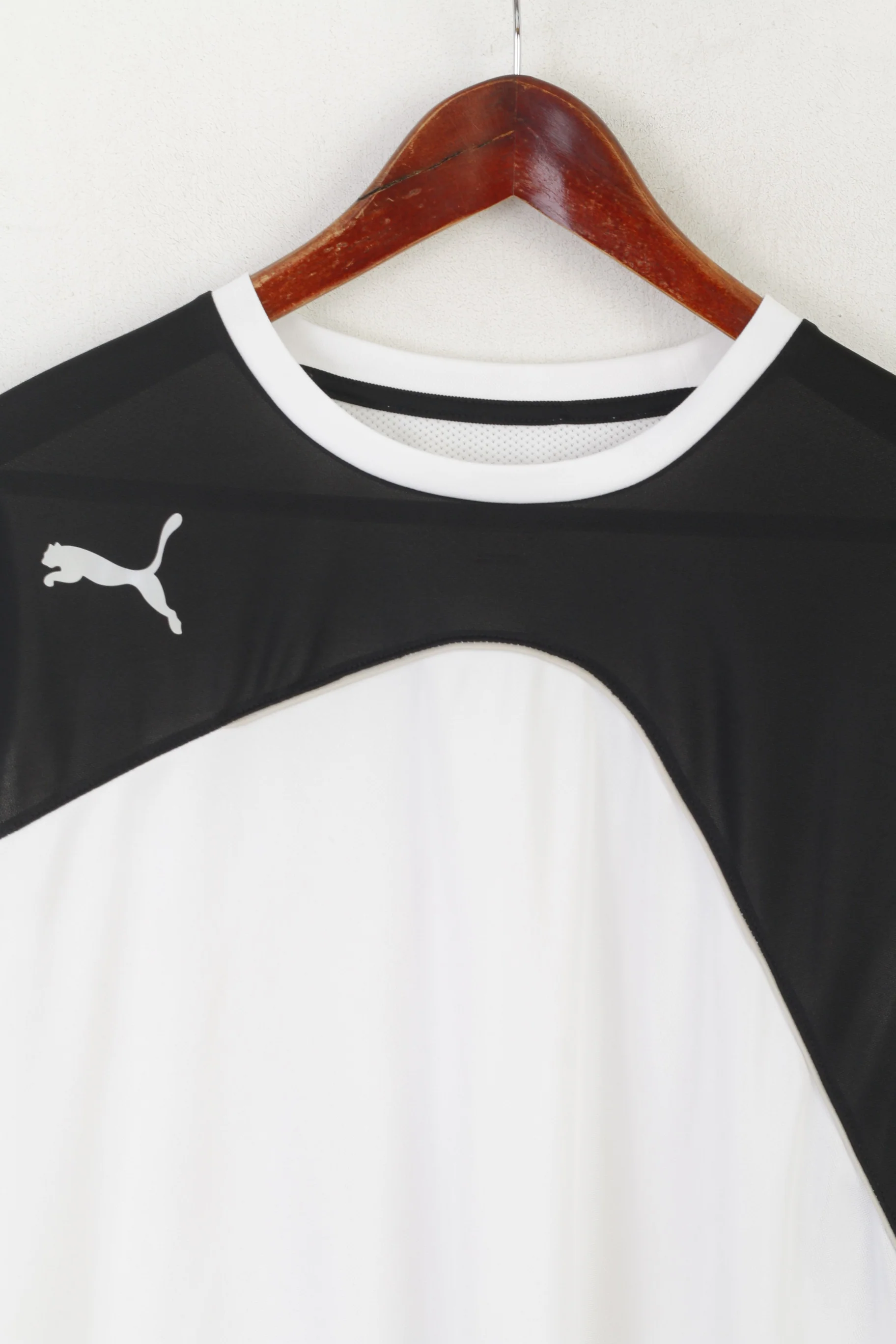 Puma Men L Shirt White Shiny Dry Cell Football Jersey Back Mesh Sportswear Top - Image 2