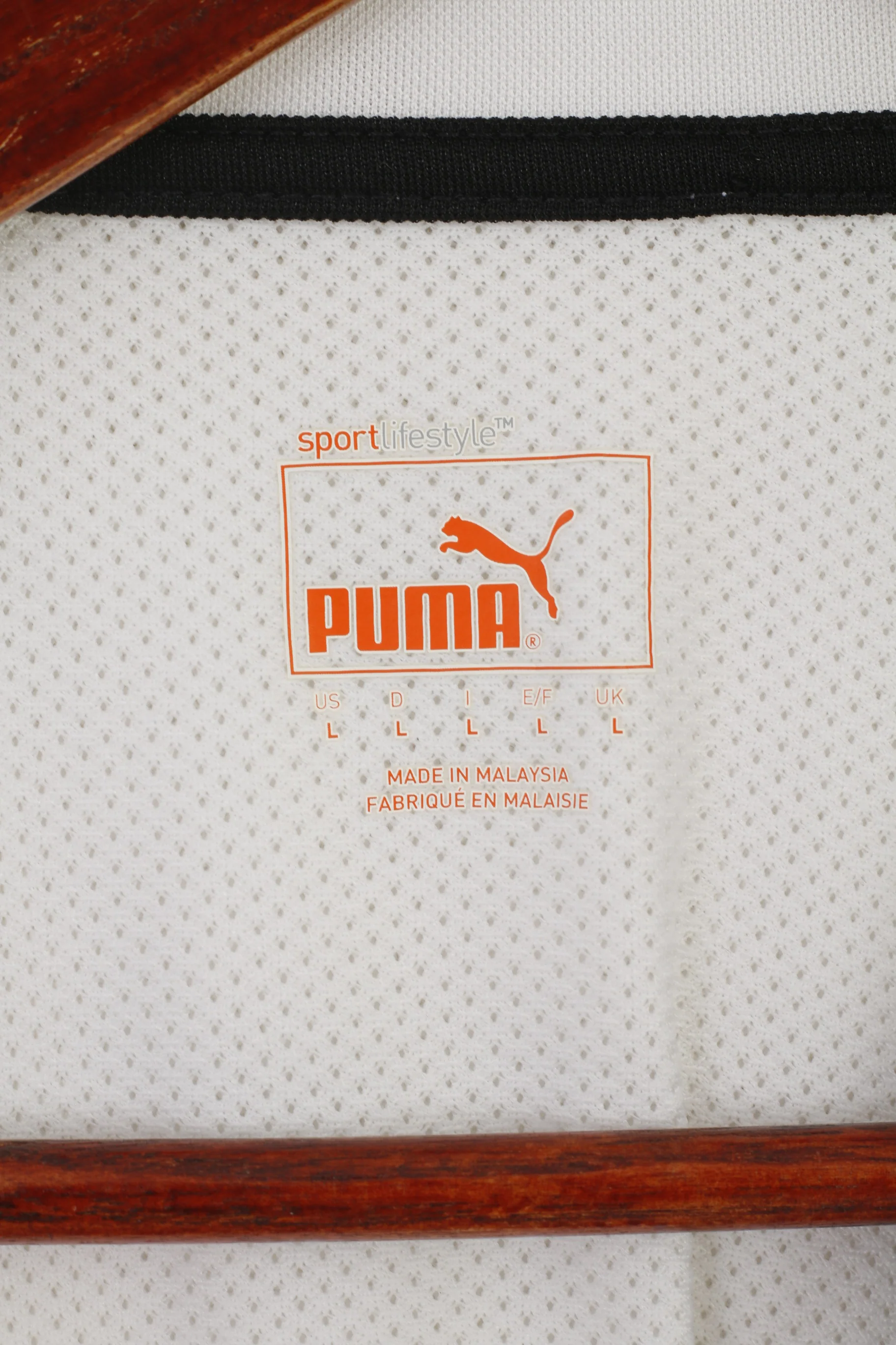 Puma Men L Shirt White Shiny Dry Cell Football Jersey Back Mesh Sportswear Top - Image 4