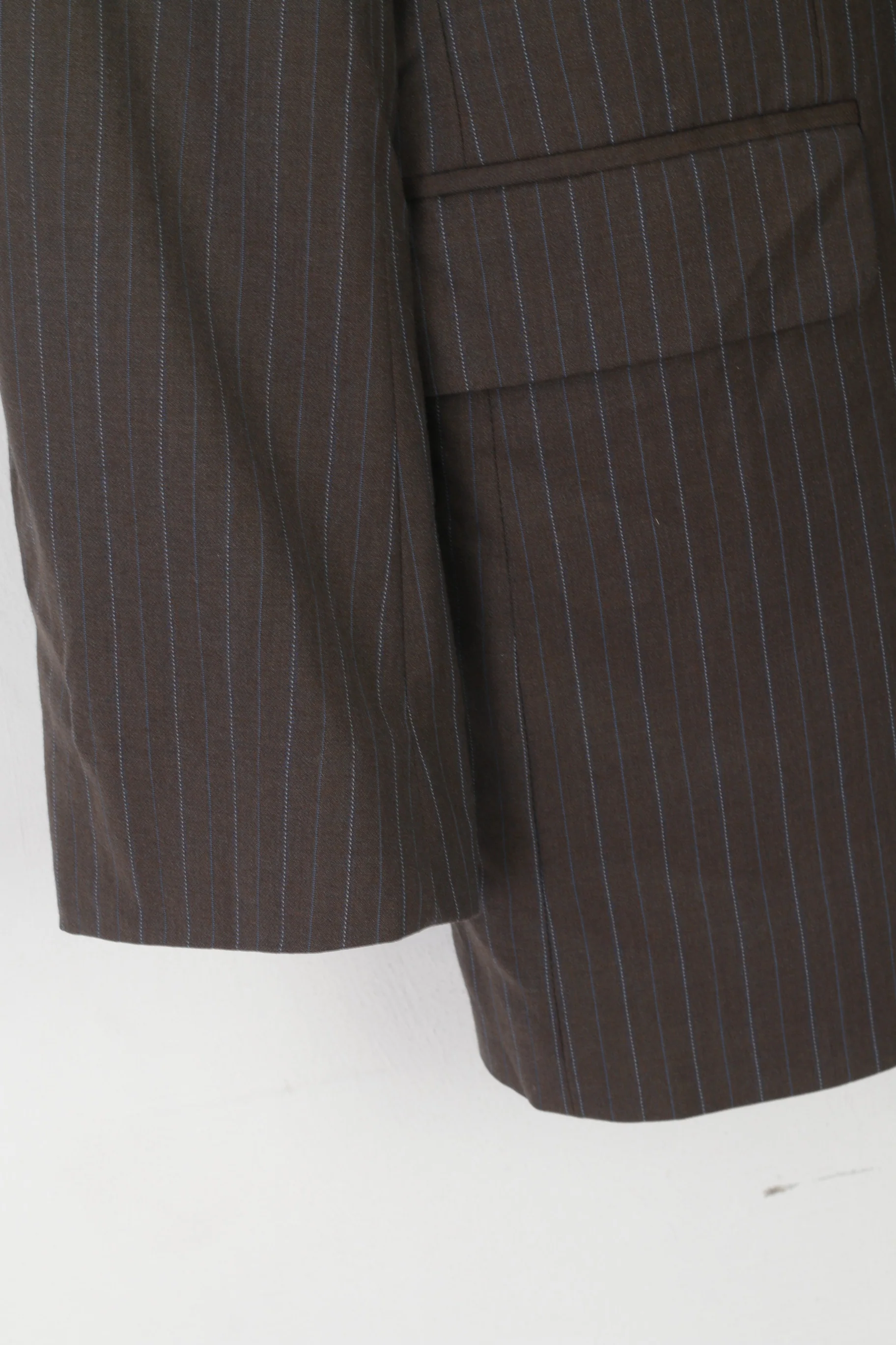 Kenneth Cole Men 44 Long Blazer Brown Wool Soft Striped Single Breasted Jacket - Image 3