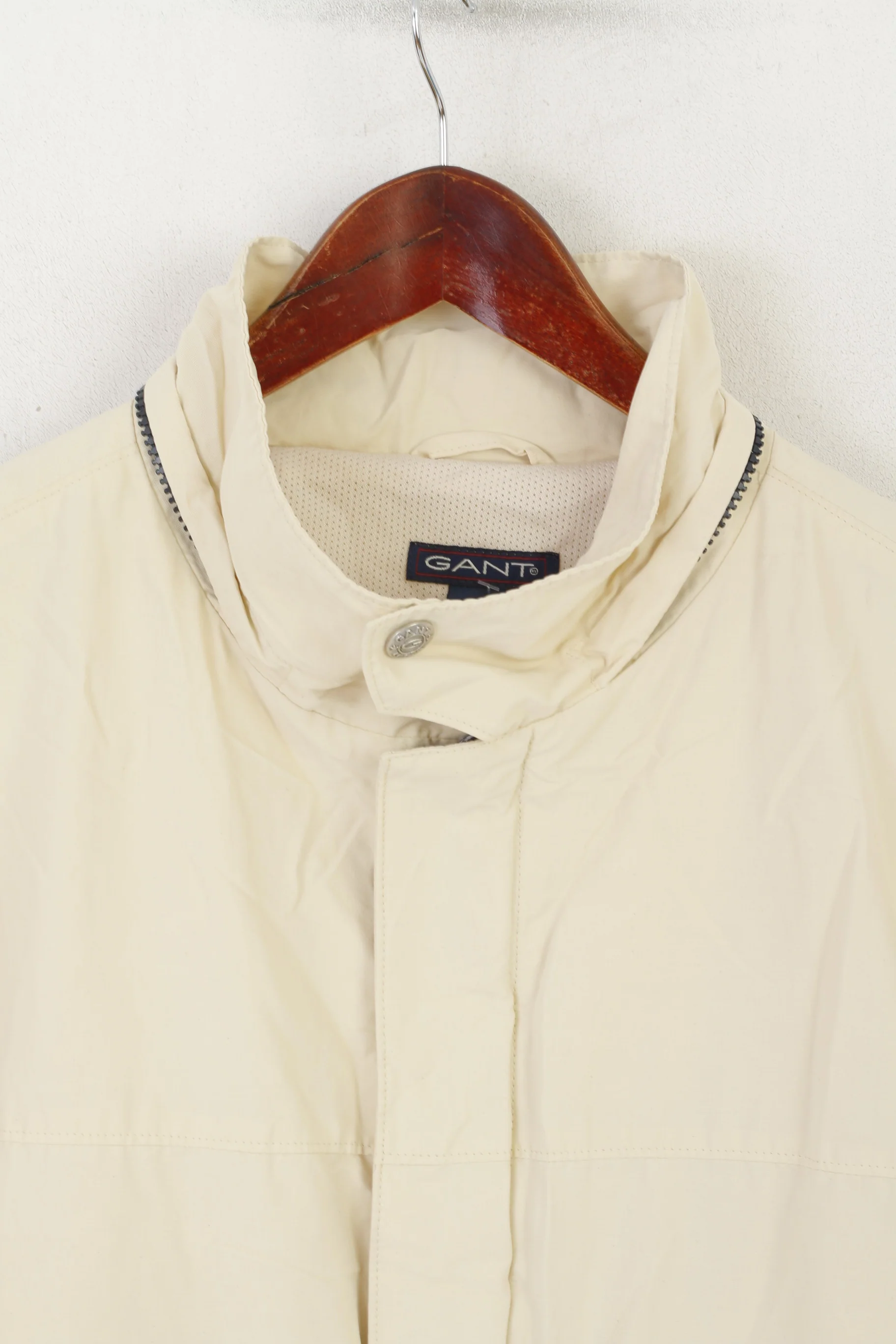Gant Men L Jacket Beige Cotton Navigator Parka Full Zipper Windcheater Outdoor Top - Image 2
