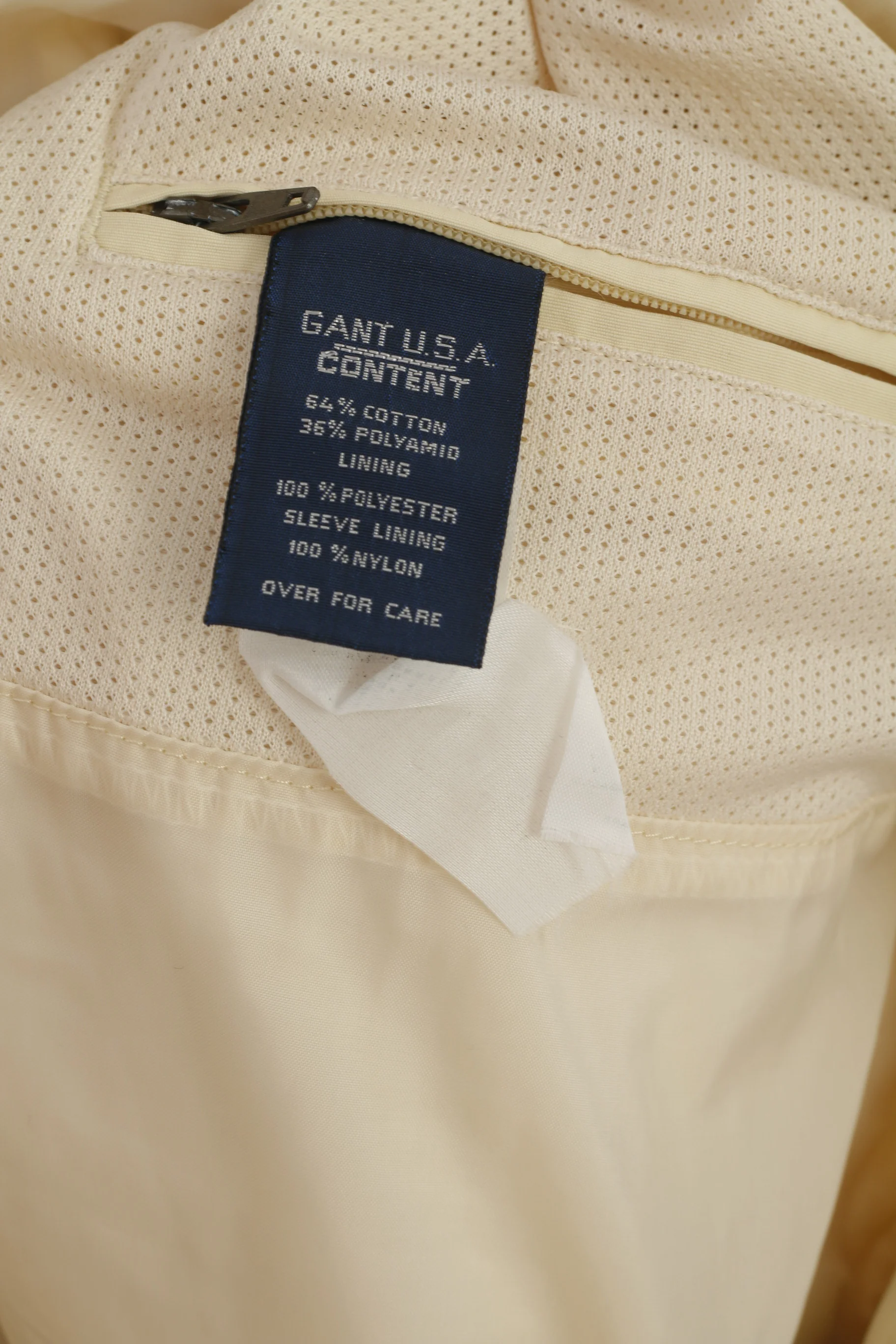 Gant Men L Jacket Beige Cotton Navigator Parka Full Zipper Windcheater Outdoor Top - Image 7