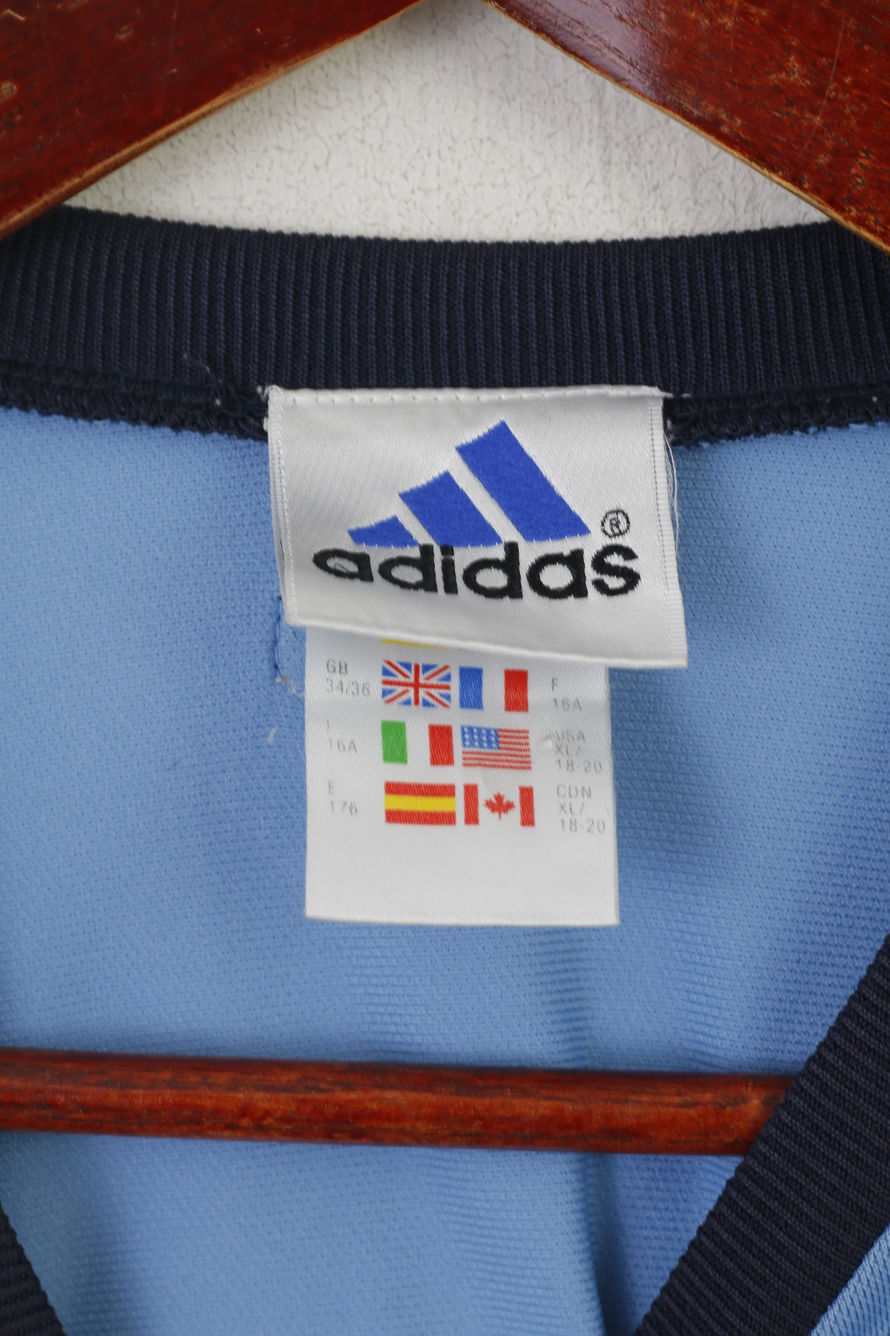 Adidas Youth 16 Age 176 Shirt Blue Climalite Sportswear Vintage Training Top - Image 3