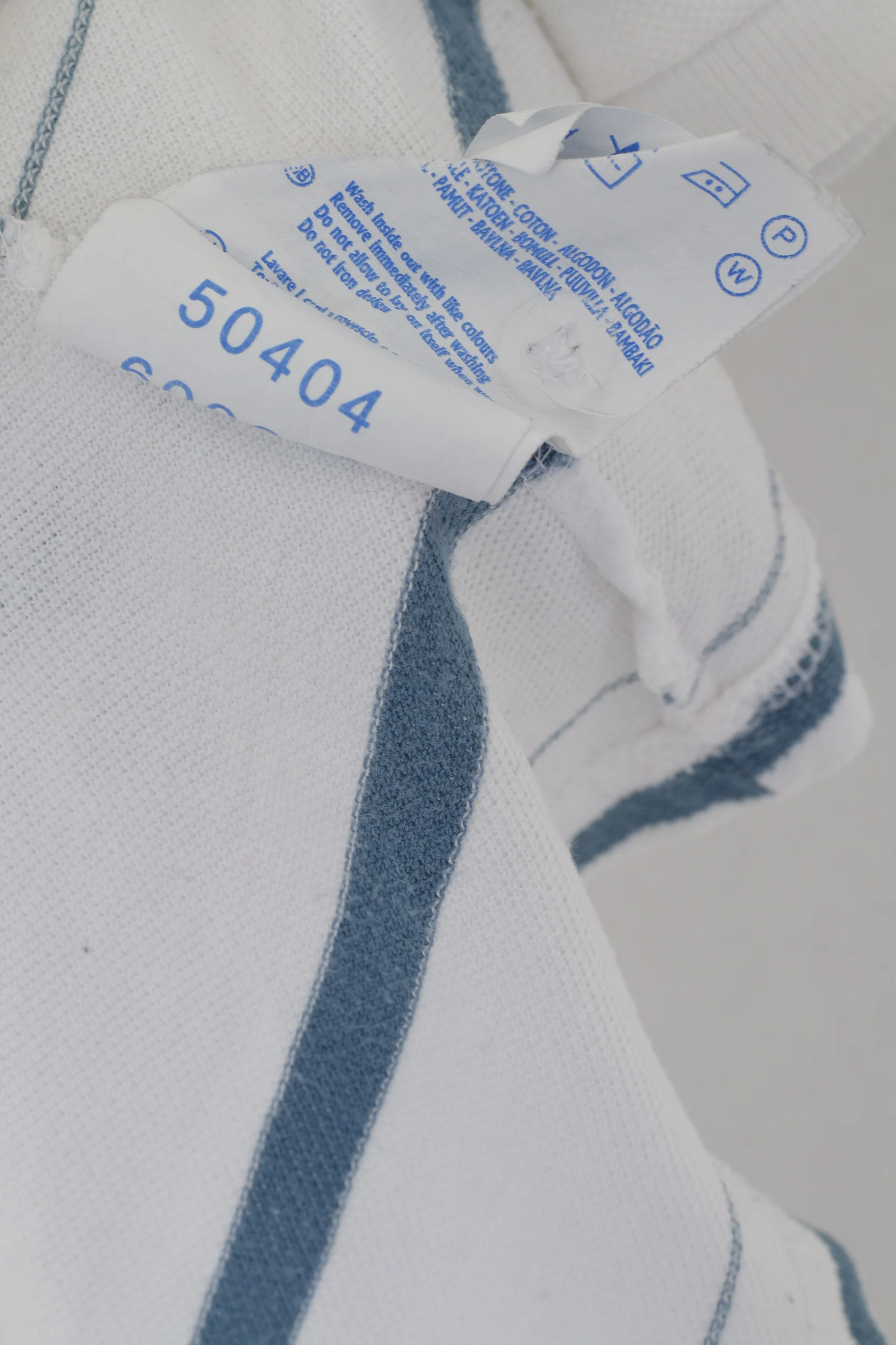 Champion Men M Polo Shirt White Cotton Striped Short Sleeve Sport Top - Image 5