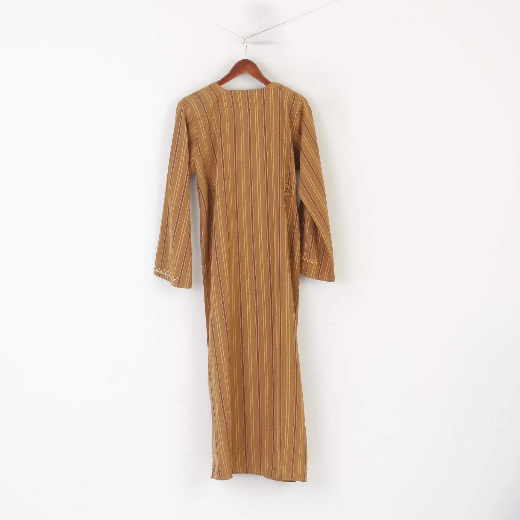 SAAD Women M Dress Brown Hindu Long Striped Emroidered Shoulder Pads Abaya - Image 6