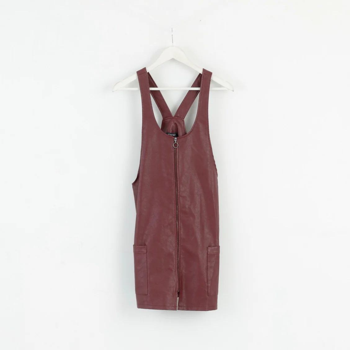 Atmosphere Womens 10 38 S Dress Leather Imitation Full Zipped Burgundy Mini