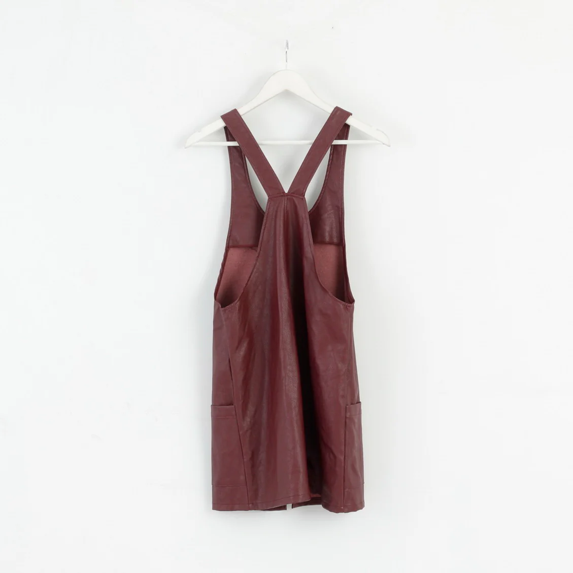 Atmosphere Womens 10 38 S Dress Leather Imitation Full Zipped Burgundy Mini - Image 5