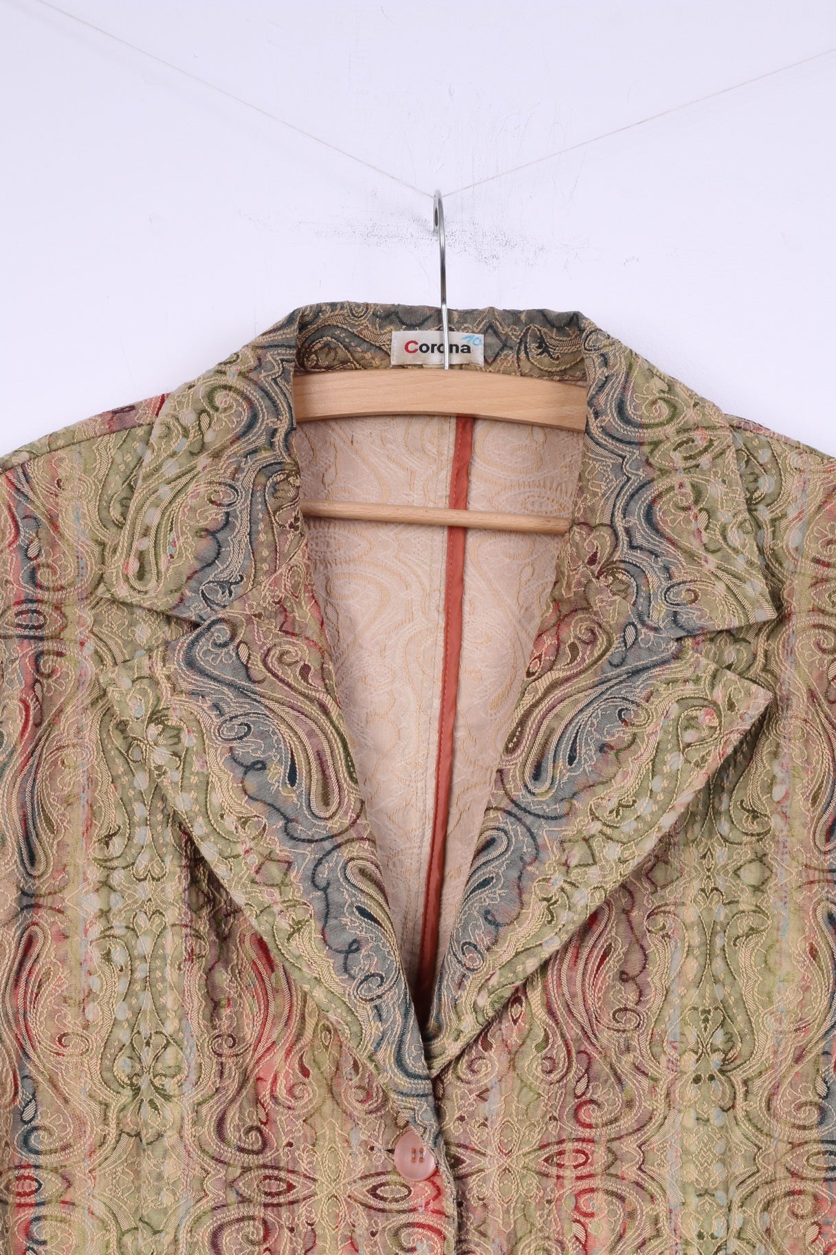 Corona Womens 46 XL Blazer Multicolor Barcco Vintage Shoulder Pads Jacket - Image 2
