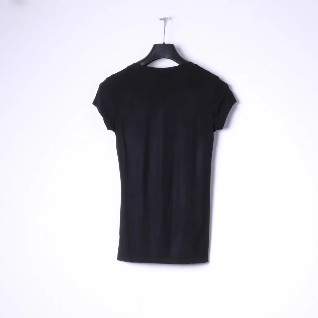 Denny Rose Womens S Shirt Black Graphic Heart Stretch Fit Top Made in Italy - Image 6