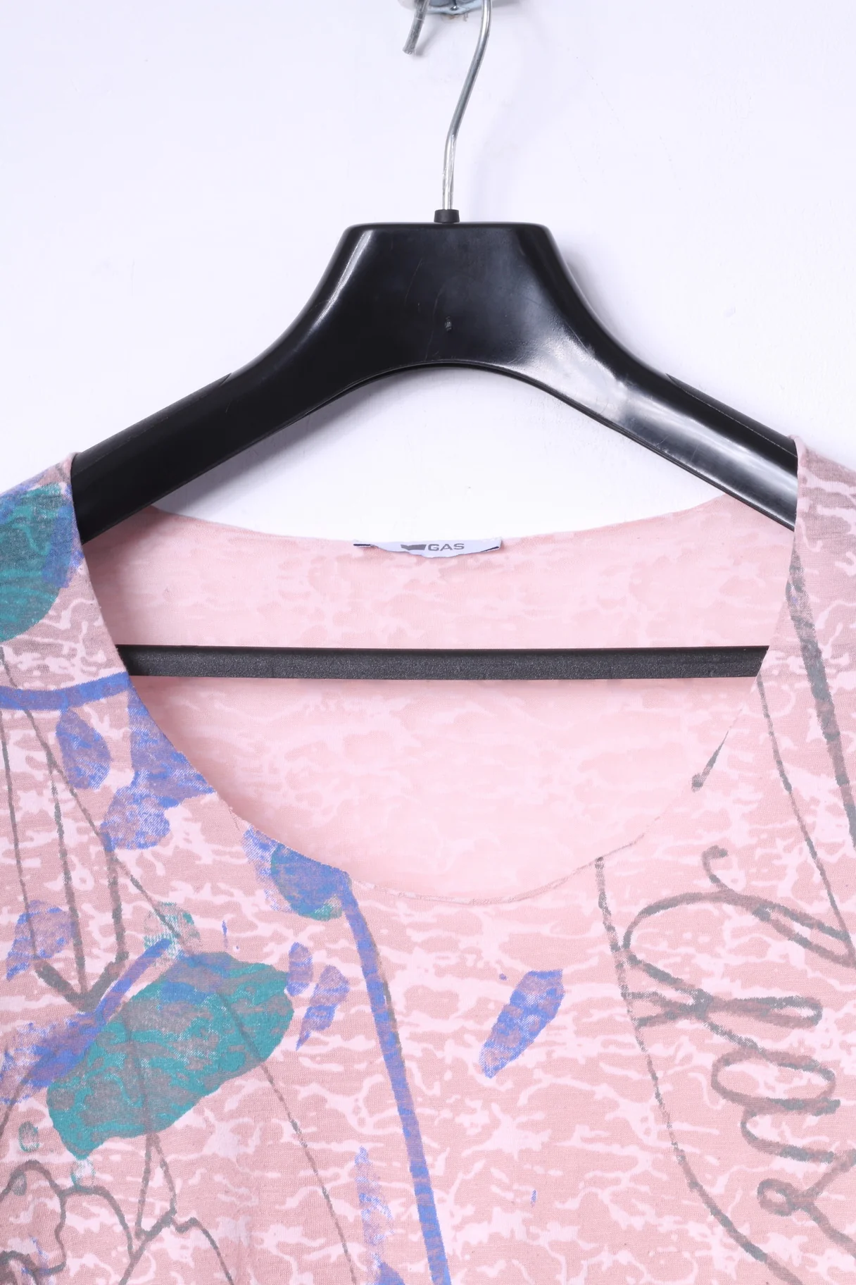 GAS Womens S Long Sleeved Shirt Pink Cotton thin Material Graphic Stretch Top - Image 2
