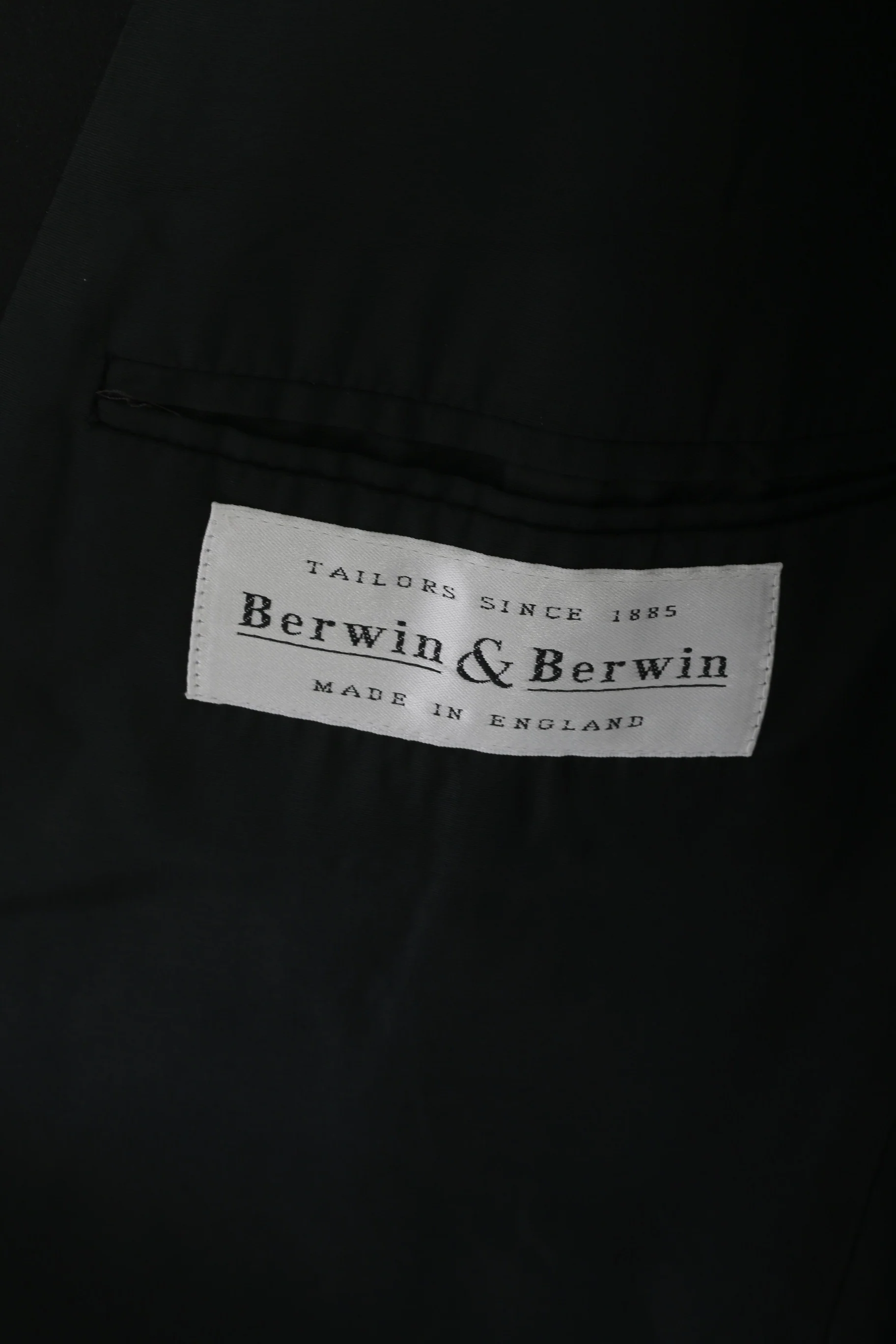 Berwin & Berwin Men 46 Blazer Black Pure Wool England Single Breasted Jacket - Image 4
