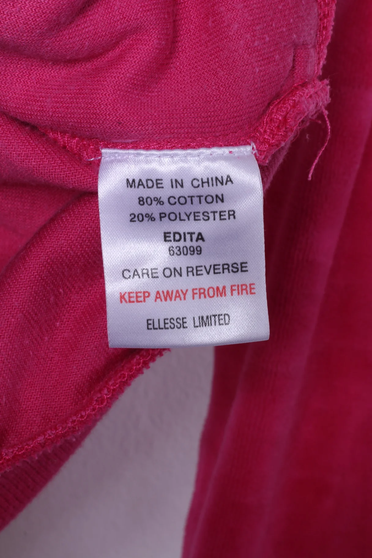 Ellesse italia Womens 12 S Sweatshirt Pink Cotton Edita Zip Up Suede Hoodie - Image 6
