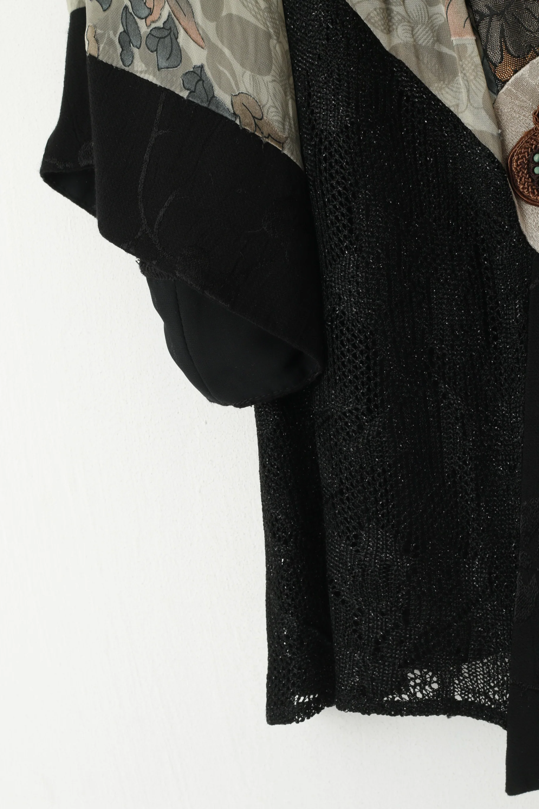 SA2 Women XL Elegant Shirt Black One Button Front Top Thin Material Silk Blend Shoulder Pads - Image 3
