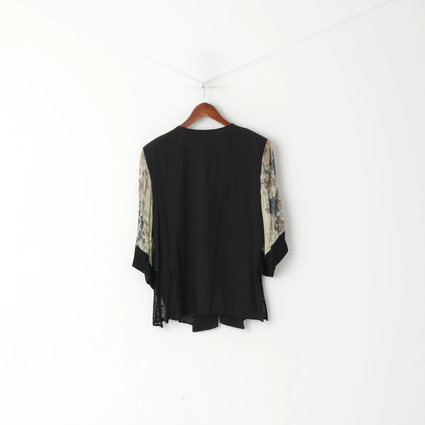 SA2 Women XL Elegant Shirt Black One Button Front Top Thin Material Silk Blend Shoulder Pads - Image 6