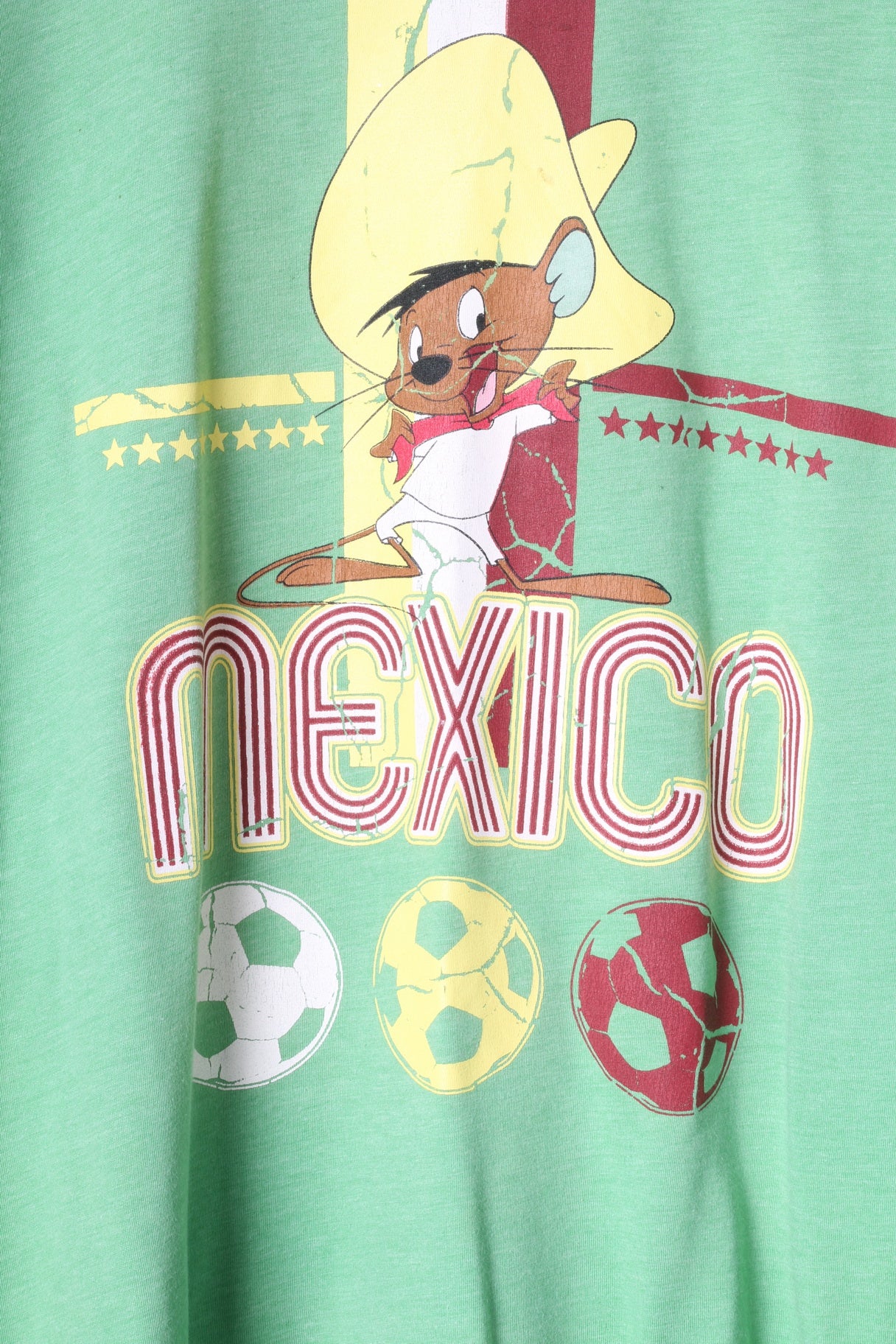 George Looney Tunes Mens L T-Shirt Green Cotton Graphic Mexico Top - Image 3