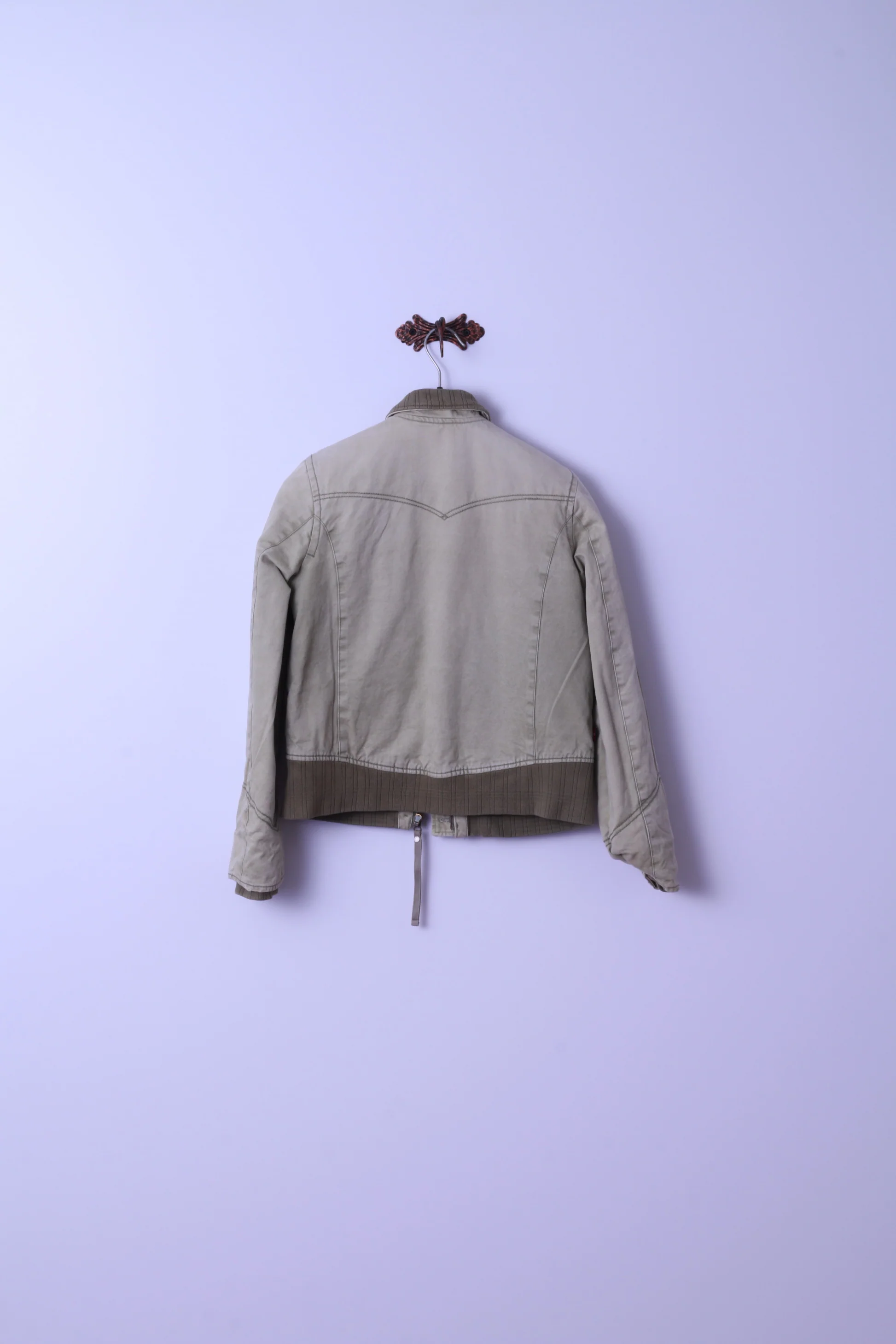 Levi's Womens M Jacket Bomber Khaki Cotton Paded Classic Full Zipper Top - Image 7