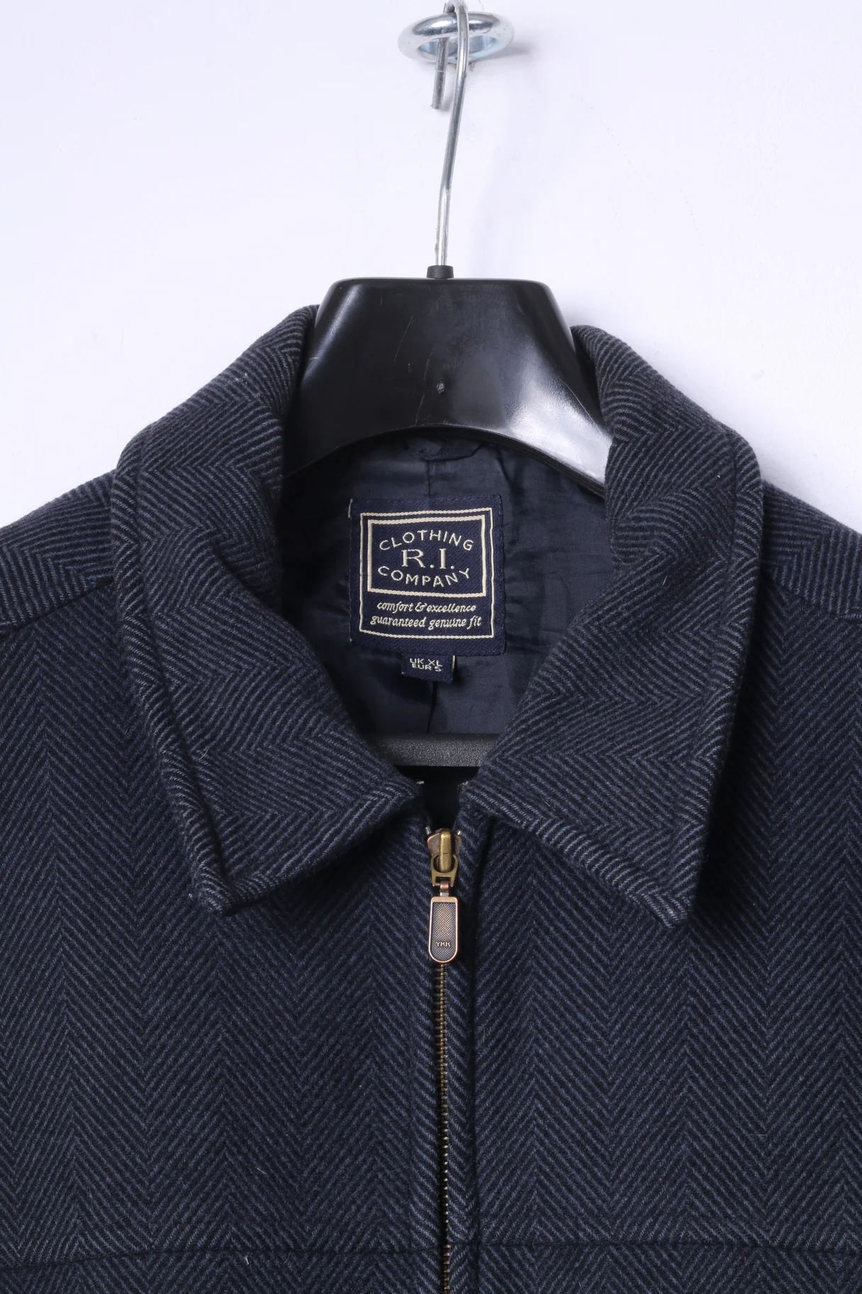 R.I. Clothing Company Mens XL Jacket Black Green Herringbone Wool Cashmere Top - Image 2