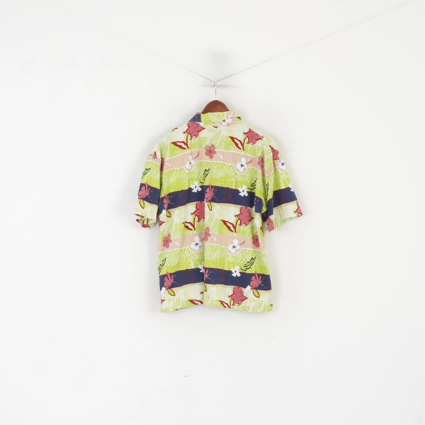 C&A Men L Casual Shirt Green Cotton  Hawaii 6 Sense Short Sleeve Summer Top - Image 6