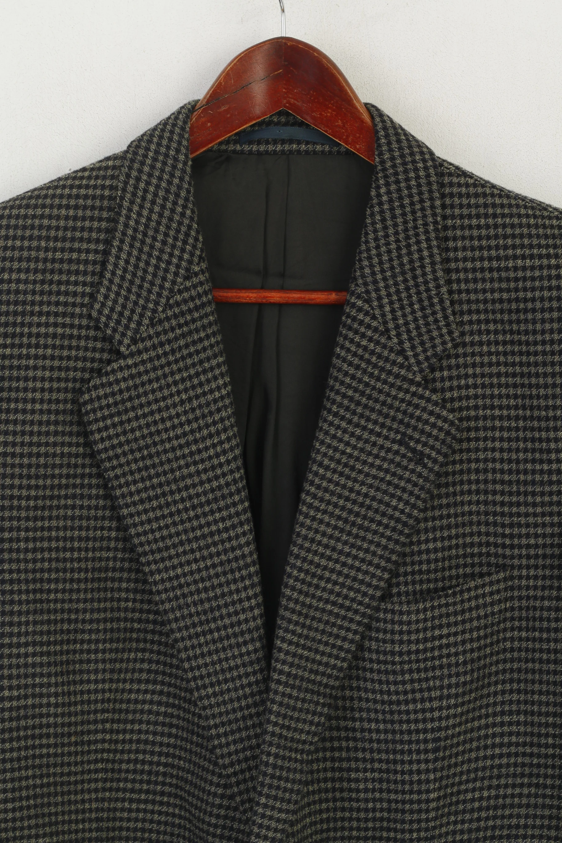 Strellson Men 54 44 Blazer Vintage Black Green Houndstooth Wool Bayard Kalif Lanificio Cerruti Jacket - Image 2