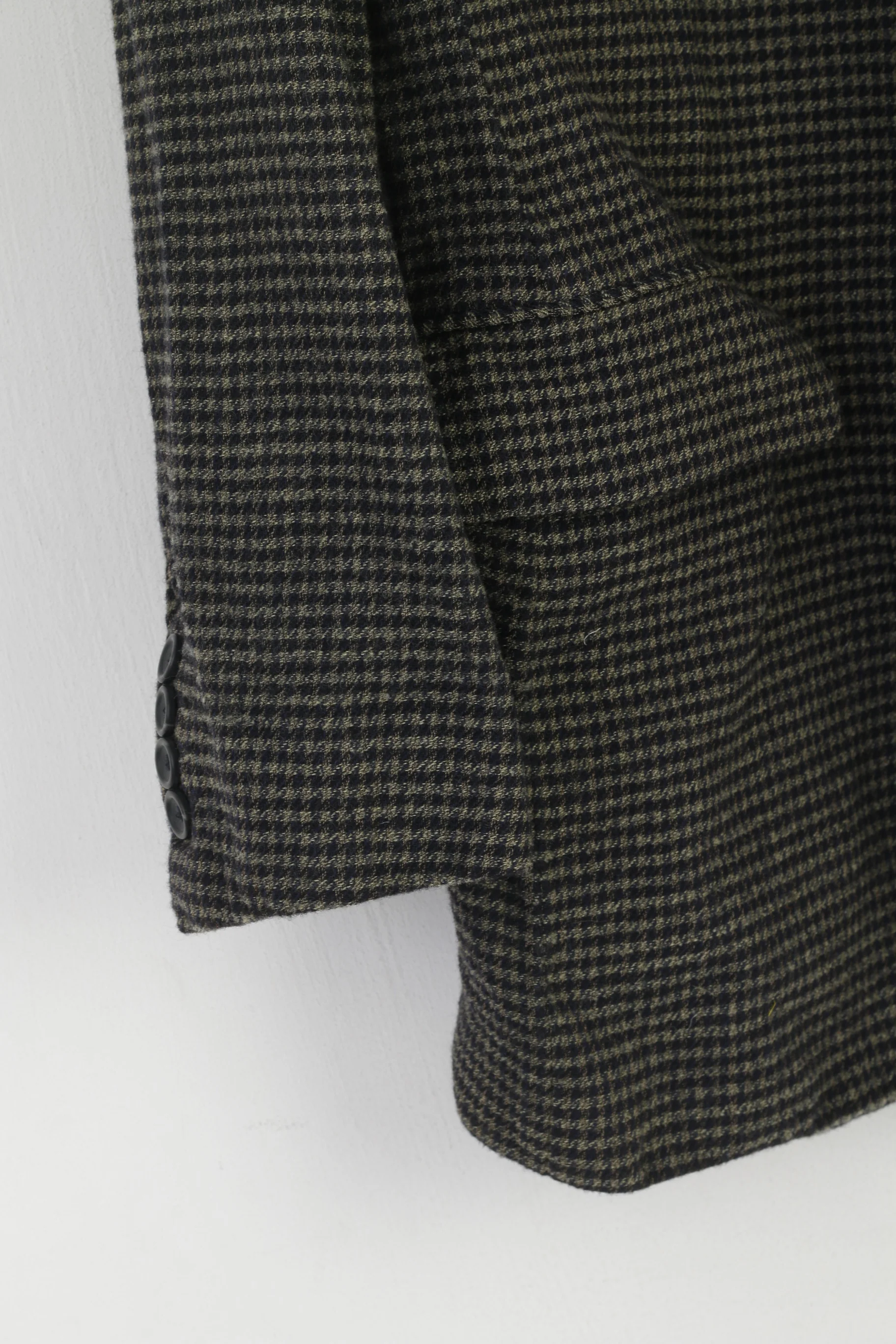 Strellson Men 54 44 Blazer Vintage Black Green Houndstooth Wool Bayard Kalif Lanificio Cerruti Jacket - Image 3