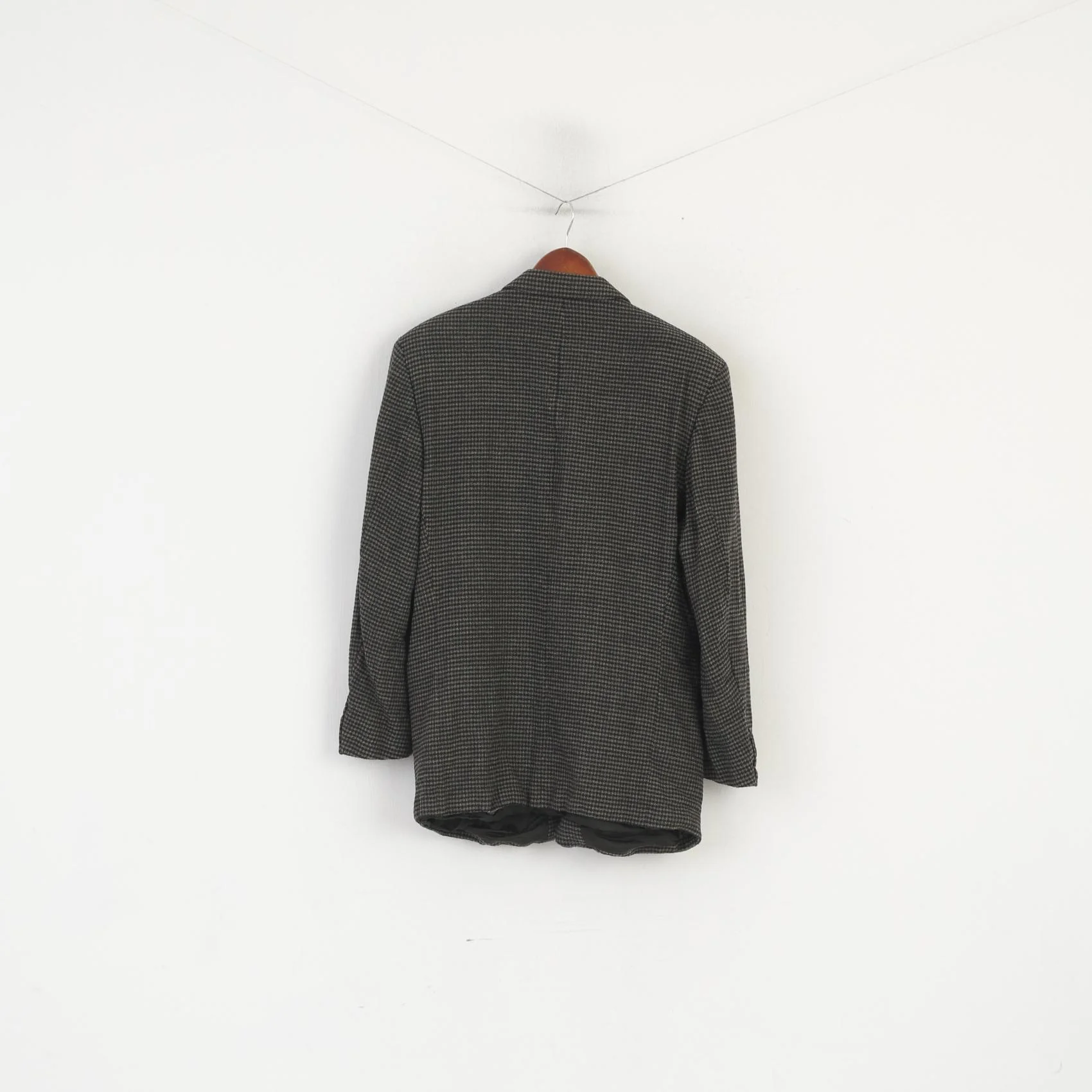 Strellson Men 54 44 Blazer Vintage Black Green Houndstooth Wool Bayard Kalif Lanificio Cerruti Jacket - Image 6