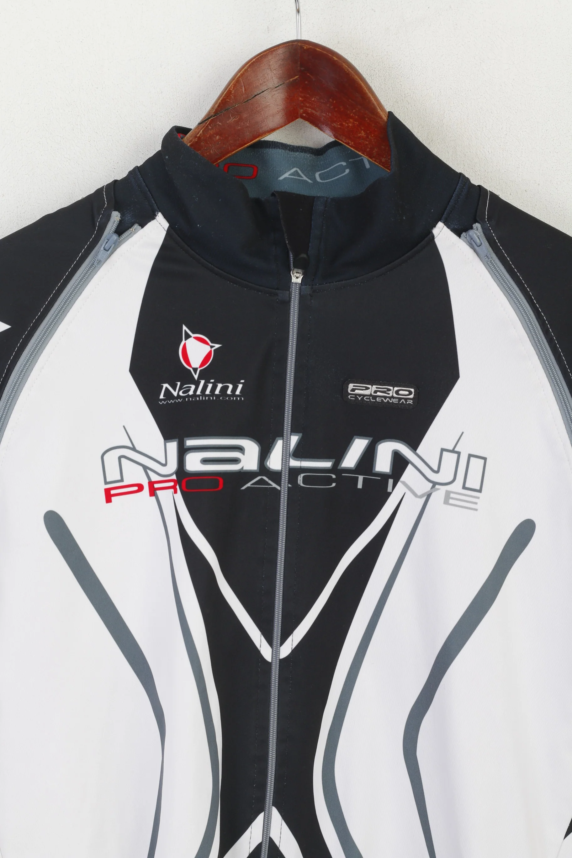 Nalini Men L Cycling Shirt White Removable Sleeve Italy Full Zip Bike Pro Wear - Image 2