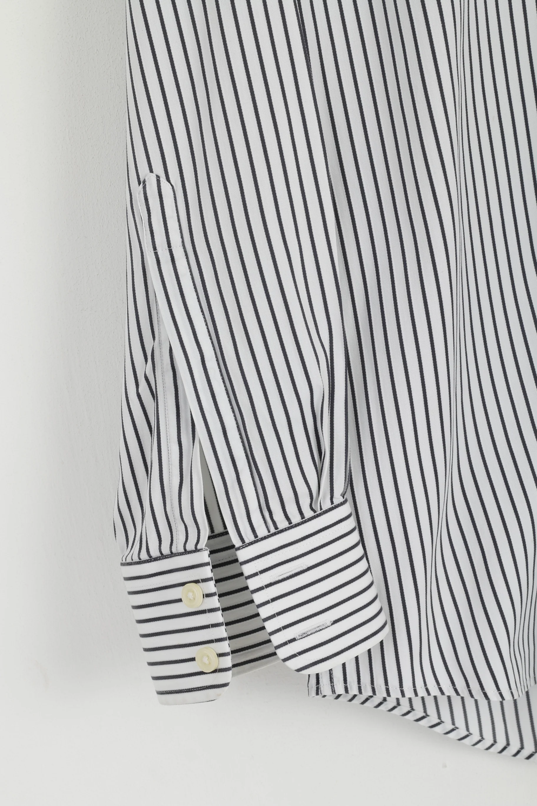 Charles Tyrwhitt Men 16 41 M Casual Shirt White Black Striped Cotton Slim Fit Long Sleeve Top - Image 3