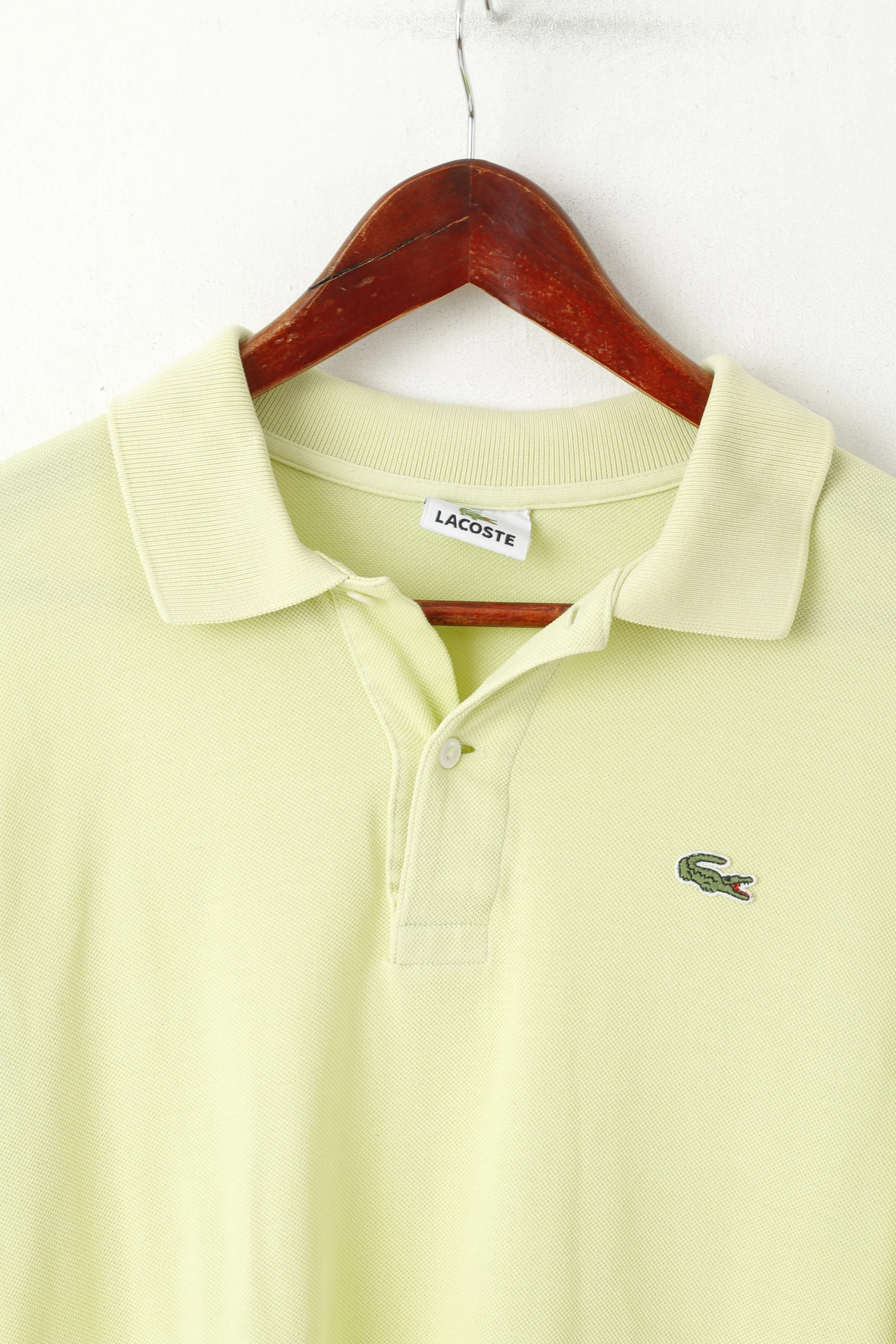 Lacoste Men 4 M Polo Shirt Lime Cotton Plain Short Sleeve Casual Top - Image 2