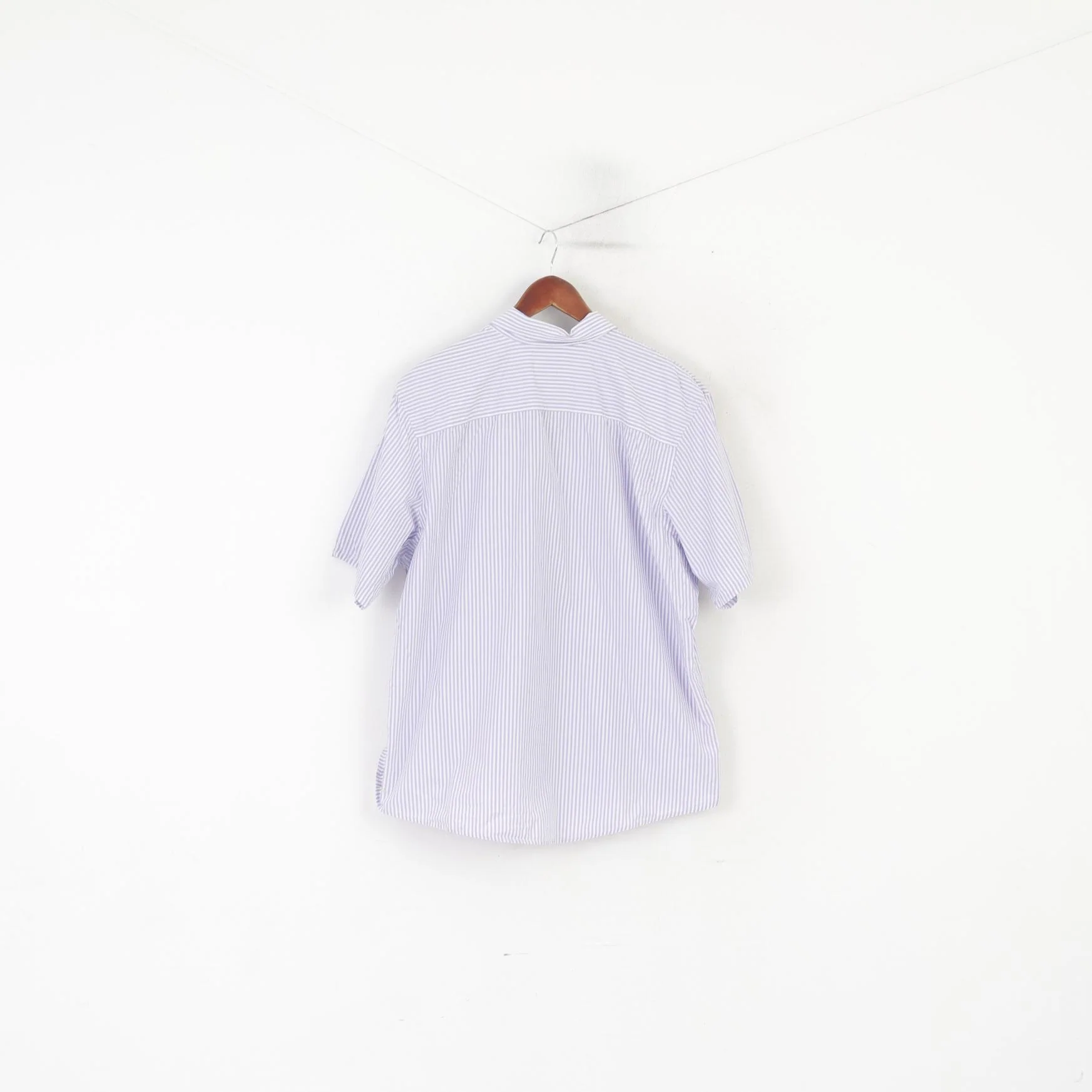 La Martina Men XXL Casual Shirt Purple White Striped Cotton Short Sleeve Top - Image 6