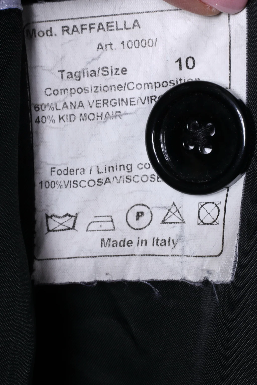 Elena Monti Girls 10 Age Coat Black Wool Mohair BlendDouble Breasted Made In Italy - Image 7