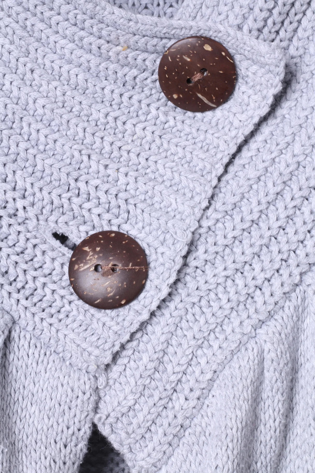 ROXY Women XL Jumper Grey Cotton Two Buttons Cardigan Short Sleeve Top - Image 3
