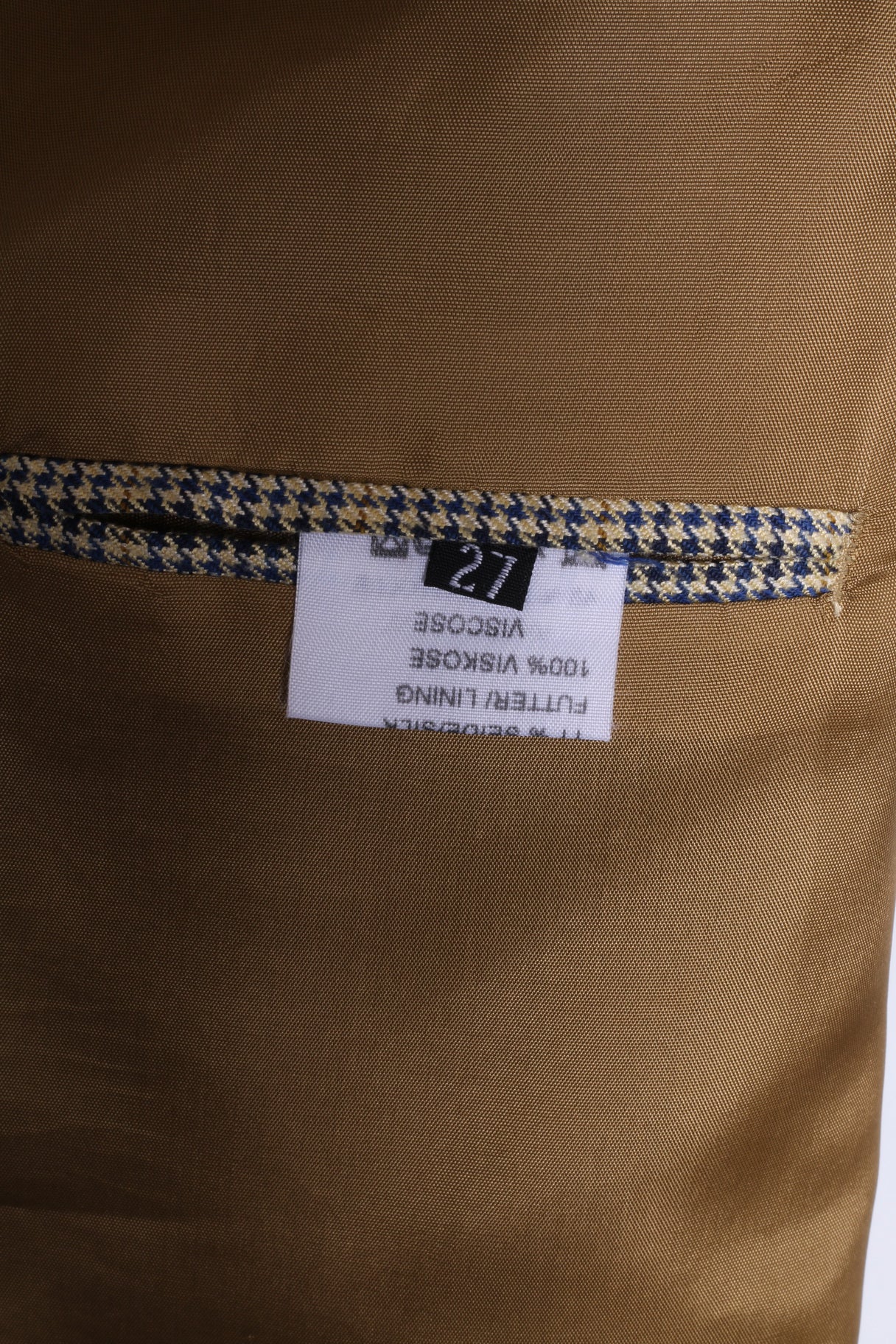 WOHRL Mens 27 XL Blazer Mustard Houndstooth Wool Silk Blend Economy Class Jacket - Image 7