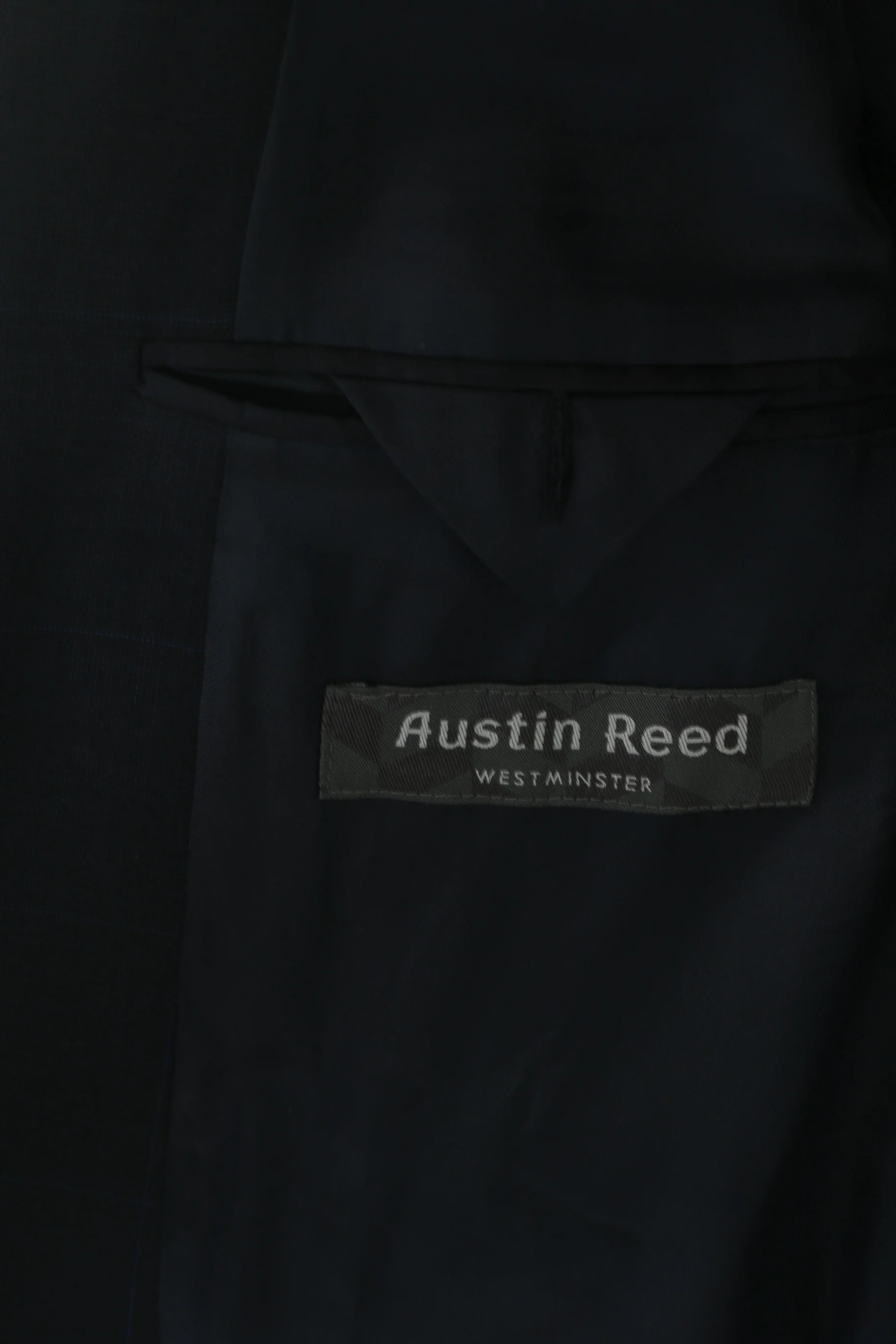 Austin Reed Men 42 Short Blazer Navy Check Wool Single Berasted Jacket - Image 4