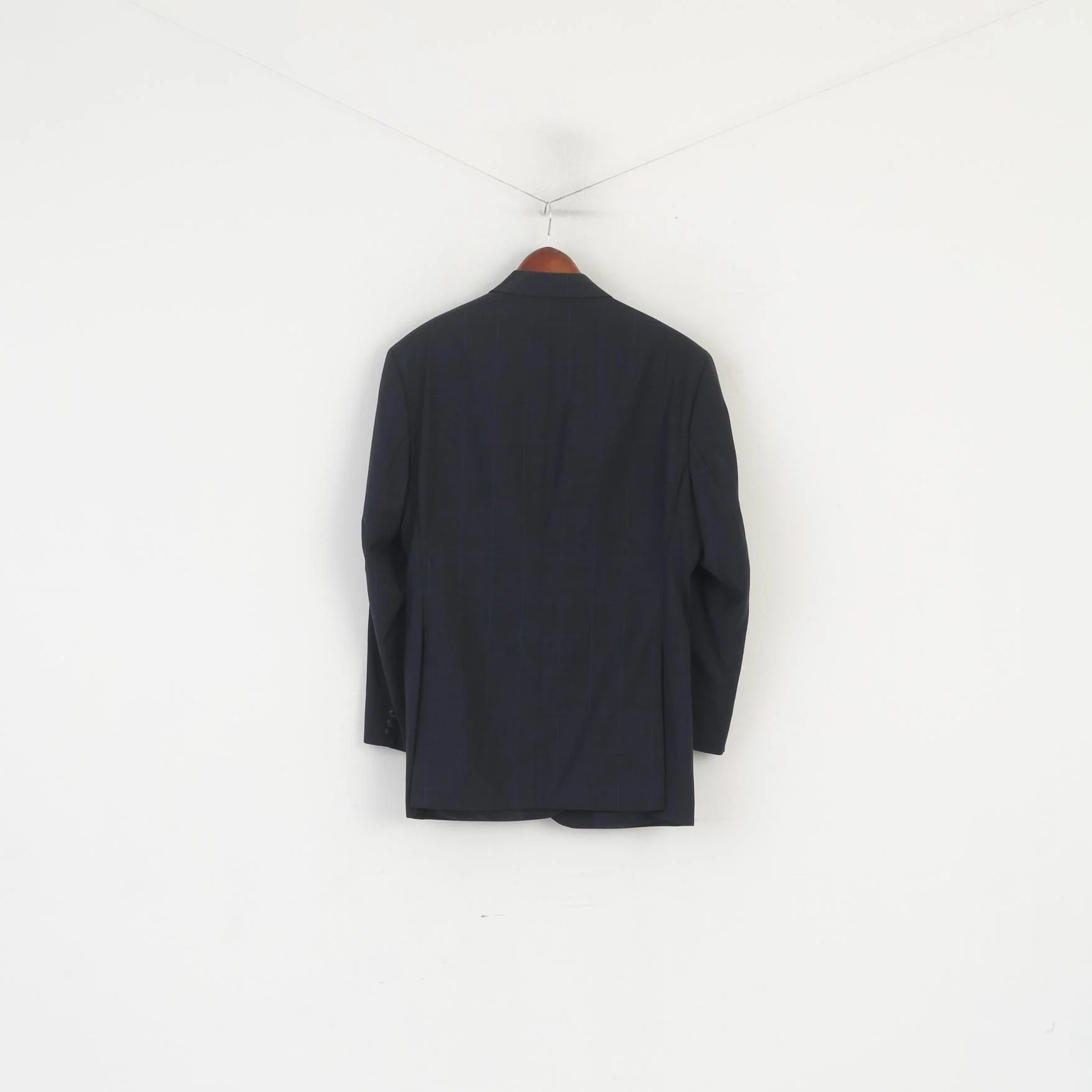 Austin Reed Men 42 Short Blazer Navy Check Wool Single Berasted Jacket - Image 6