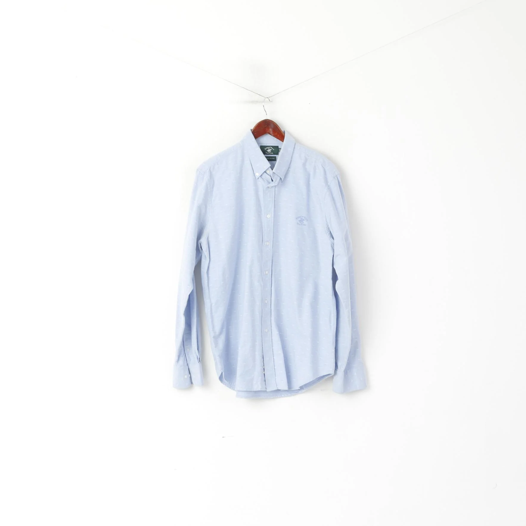 Beverly Hills Polo Club Men XXL Casual Shirt Blue Cotton Regular Fit Long Sleeve Top