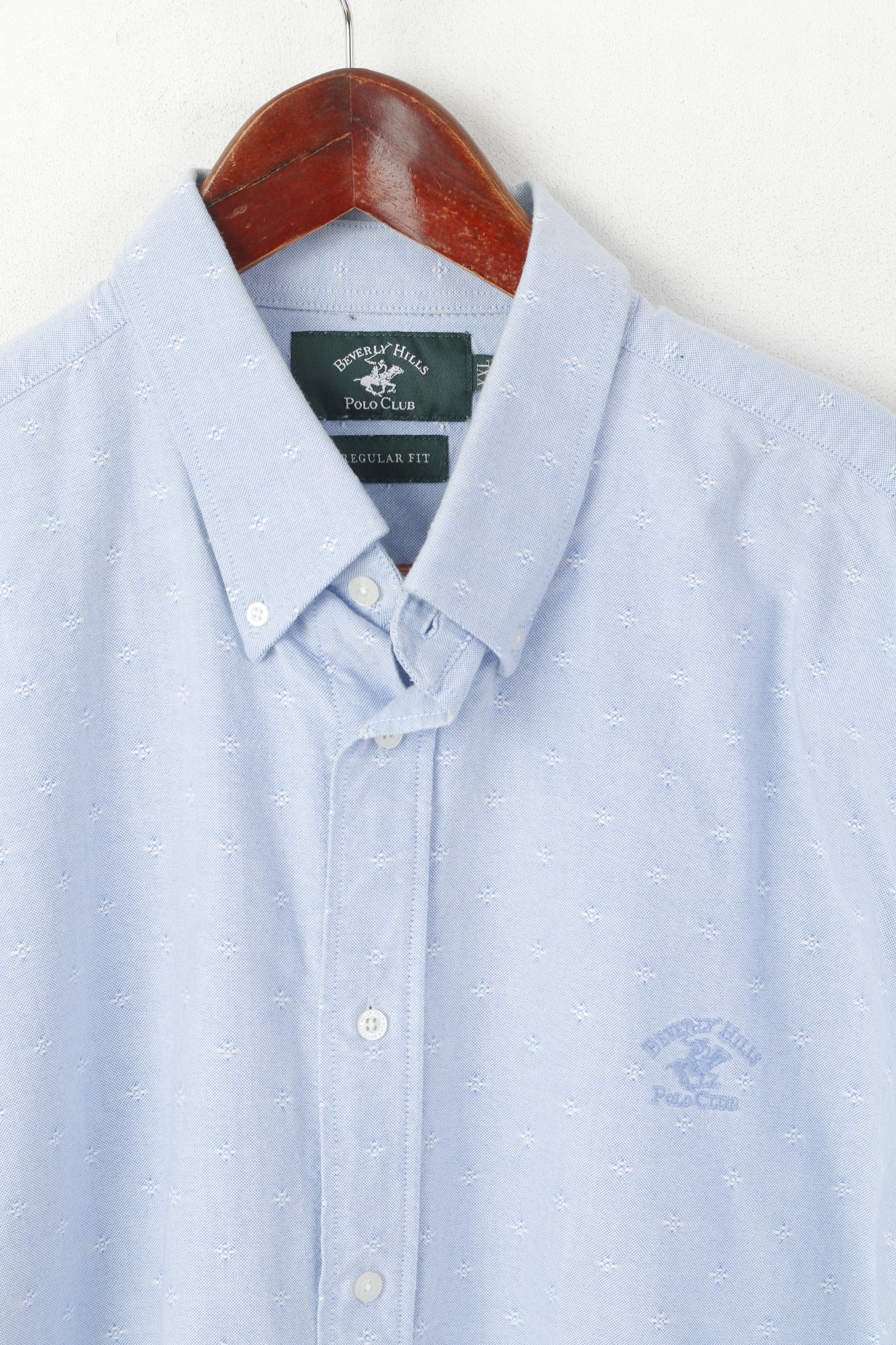 Beverly Hills Polo Club Men XXL Casual Shirt Blue Cotton Regular Fit Long Sleeve Top - Image 2