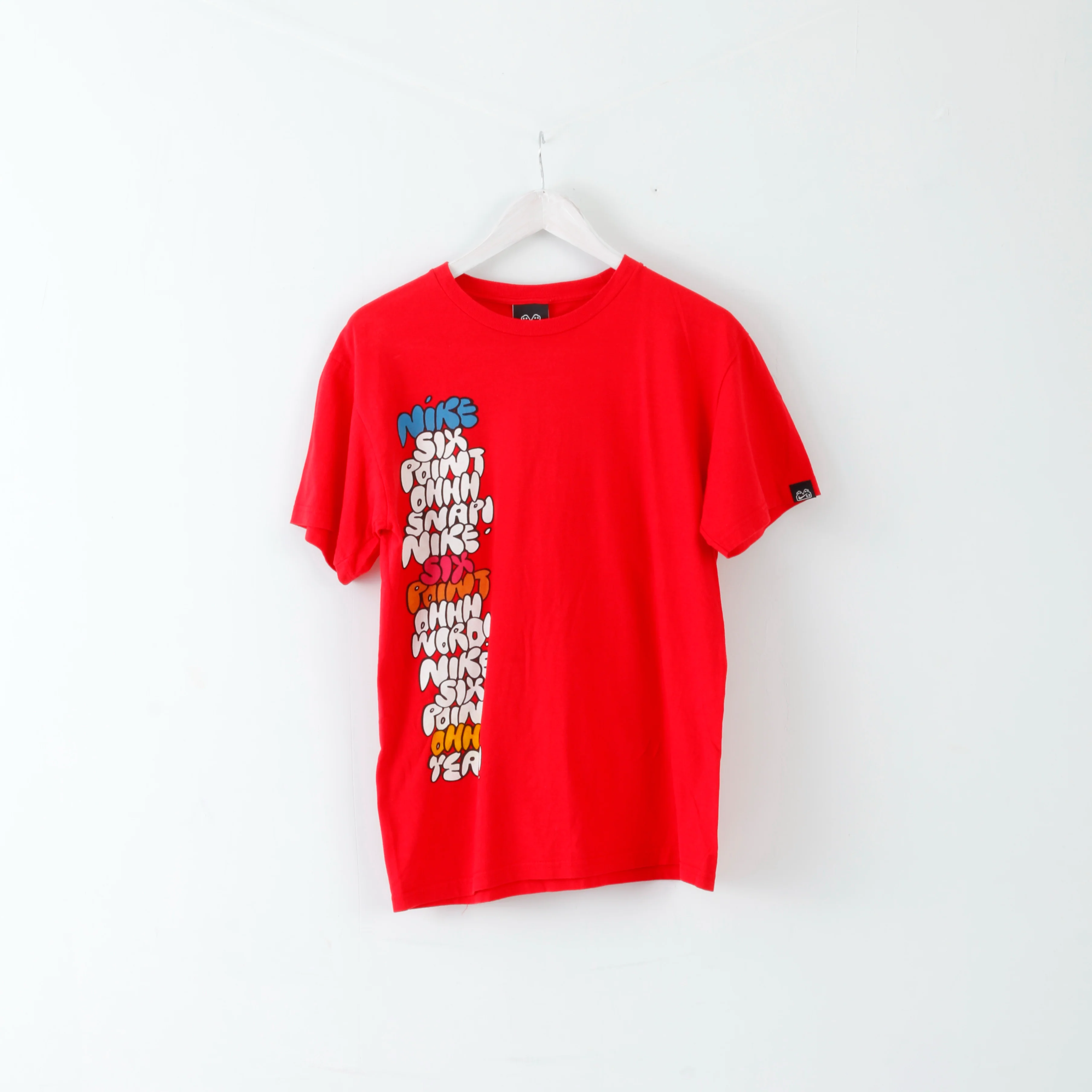 Nike Mens M T-Shirt Red Cotton 6.0 Six Point Graphic Crew Neck Top