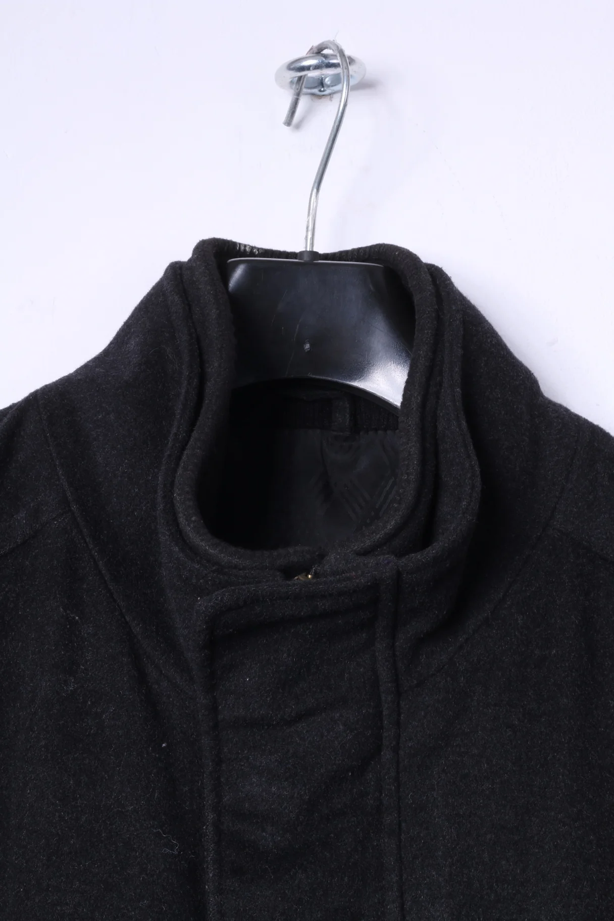 Jeff Banks Mens L Coat Charcoal Full Zipper Classic Wool Cashmere Blend Top - Image 2