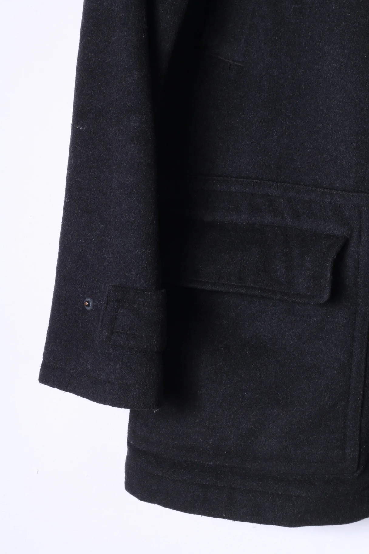 Jeff Banks Mens L Coat Charcoal Full Zipper Classic Wool Cashmere Blend Top - Image 3