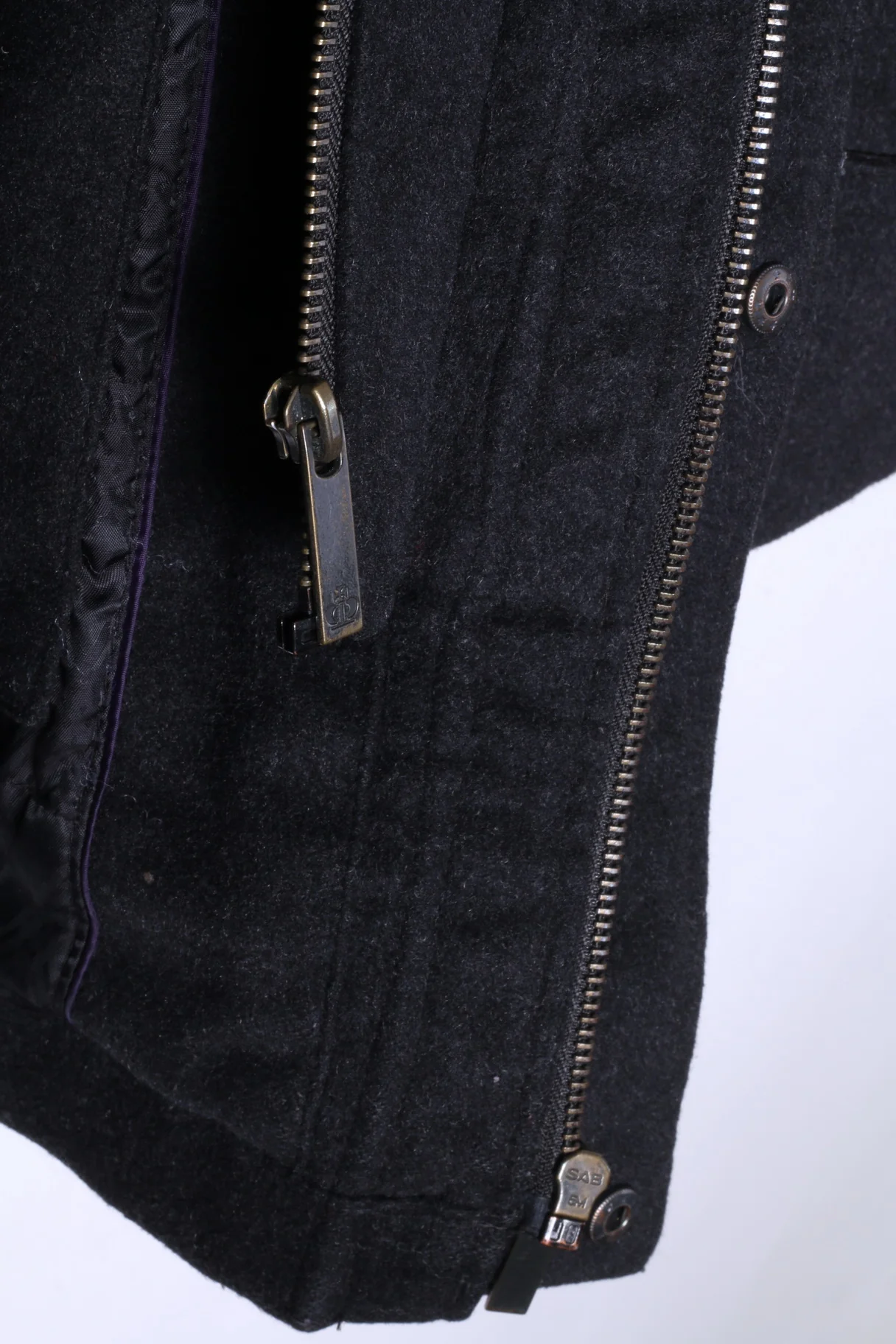 Jeff Banks Mens L Coat Charcoal Full Zipper Classic Wool Cashmere Blend Top - Image 8