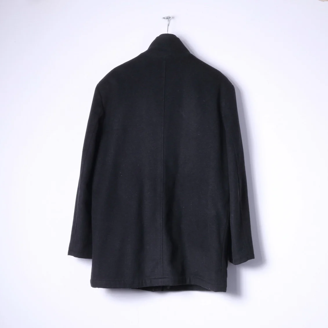 Jeff Banks Mens L Coat Charcoal Full Zipper Classic Wool Cashmere Blend Top - Image 9