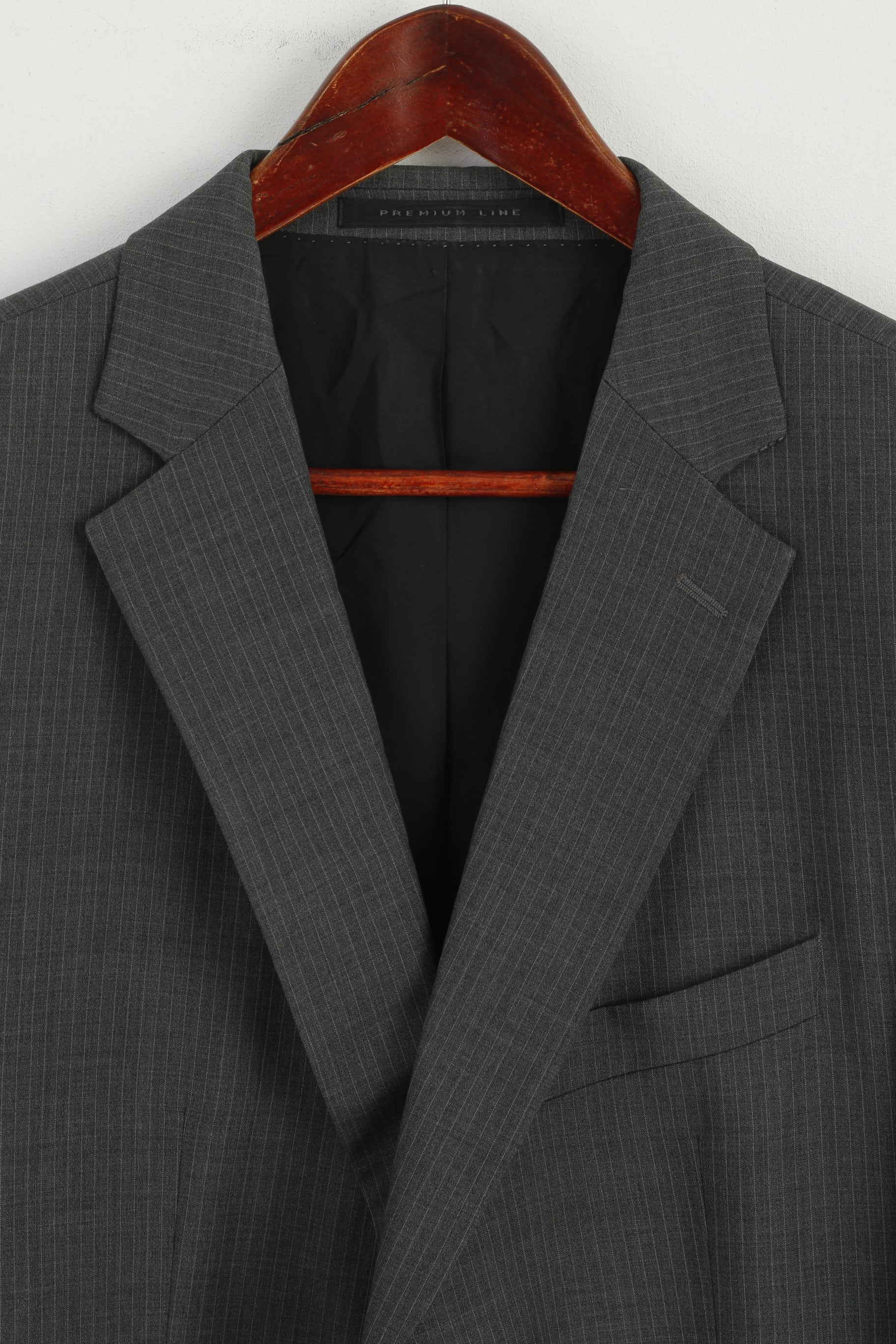 Strellson Premium Line Men M Blazer Grey Striped Finest Super 100 Single Breasted Jacket - Image 2