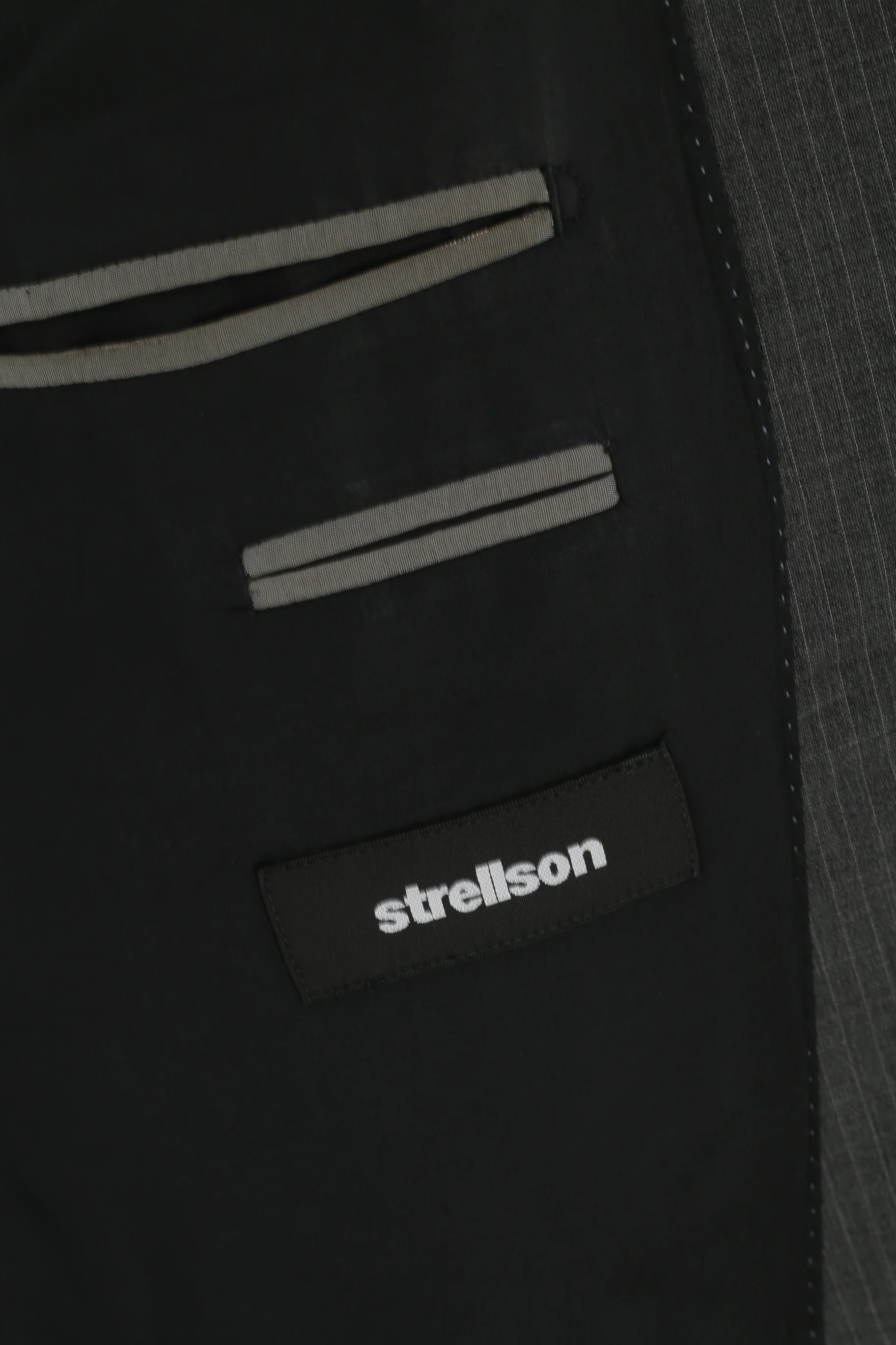 Strellson Premium Line Men M Blazer Grey Striped Finest Super 100 Single Breasted Jacket - Image 5